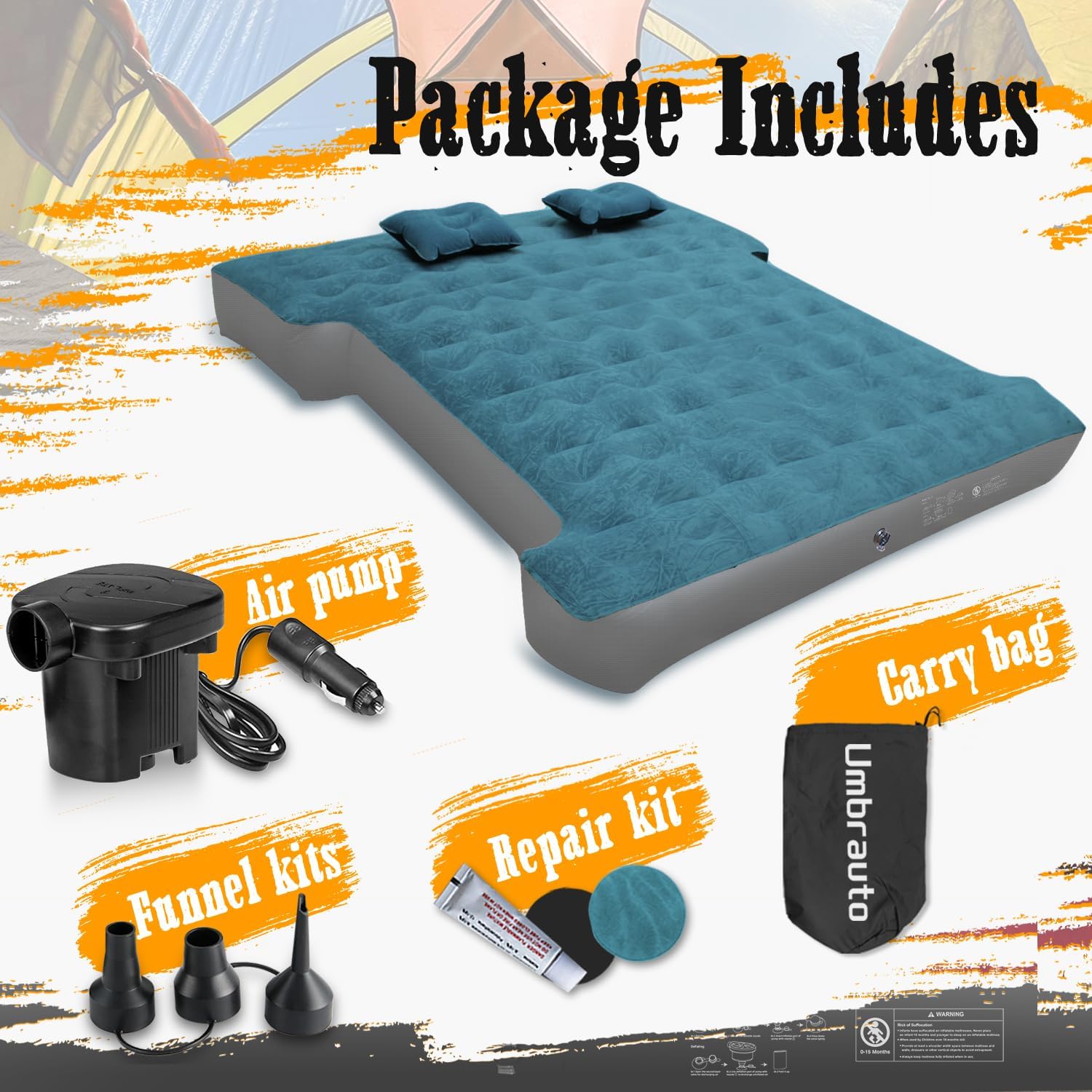 Umbrauto 5.5-5.8 FT Short Truck Bed Air Mattress 1.0 ,Teal - Energize Trek