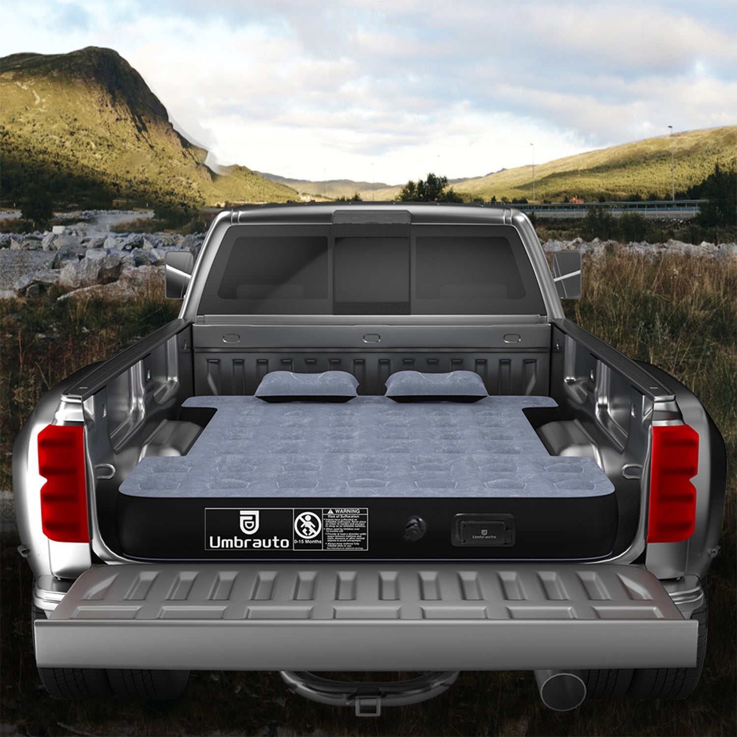 Umbrauto 5.5-5.8FT Full Size Truck Bed Mattress with Detachable Pump,Black/Grey - Energize Trek