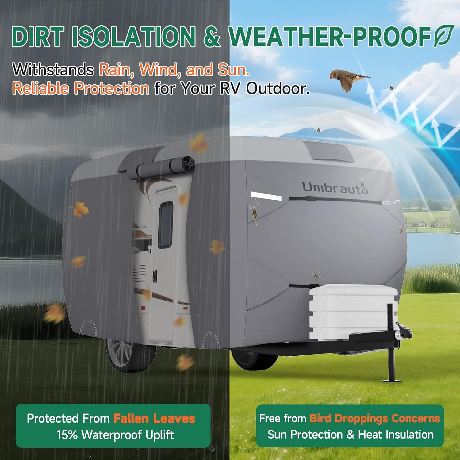 Umbrauto 7 Layers Top Fiberglass Travel Trailer Cover - Energize Trek