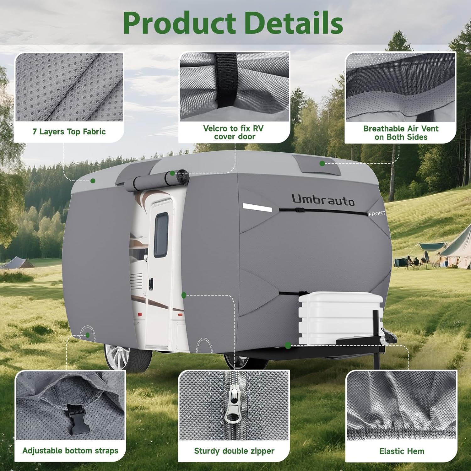 Umbrauto 7 Layers Top Fiberglass Travel Trailer Cover - Energize Trek