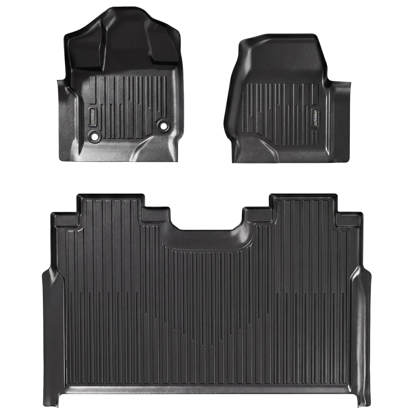 Umbrauto All Weather Floor Mats for Ford F150 SuperCrew 2015-2025 2026 & Lightning 2022-2026, Custom Fit TPE Truck Floor Liners, Waterproof Heavy Duty Full Coverage, Rear w/o Fold Flat Storage - Energize Trek