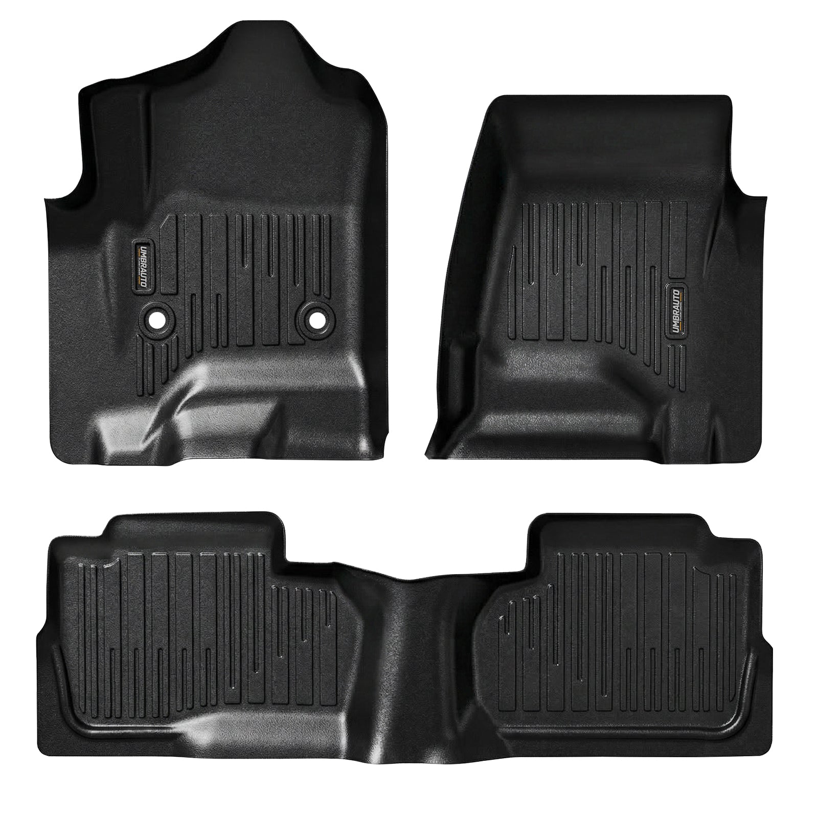 Umbrauto Custom Fit Floor Mats for Chevy Silverado/GMC Sierra Double Cab 1500 2014-2018, 2500HD/3500HD 2015-2019, All Weather TPE Truck Floor Liners for Carpet Floor, Front&Rear Row, Footwell Coverage - Energize Trek