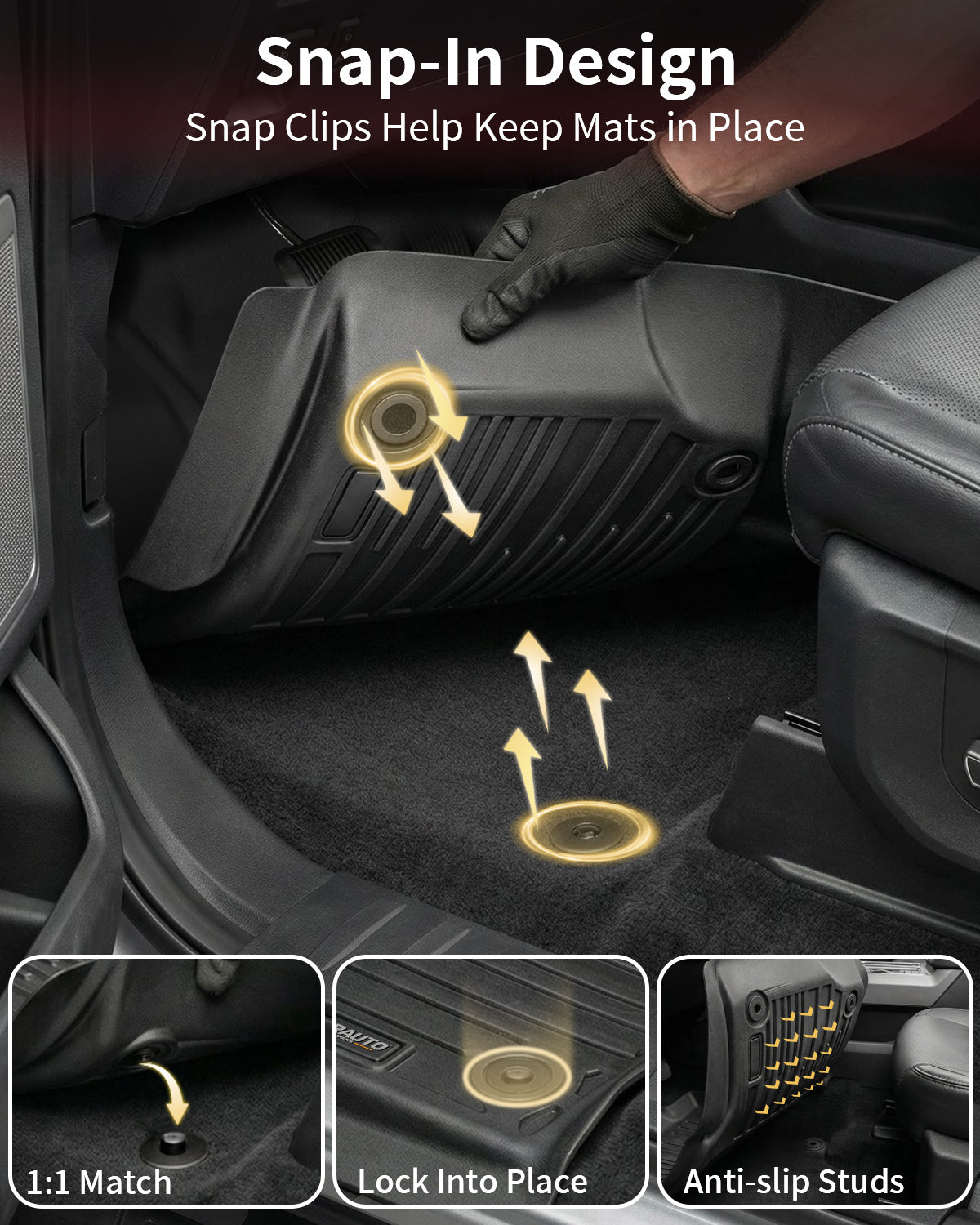 Umbrauto Custom Fit Floor Mats for Ford F150 SuperCab (Extended Cab) 2015-2025 2026 (Not for SuperCrew Cab), All Weather TPE Automotive Pickup Truck Liners for Front & Rear Row - Energize Trek