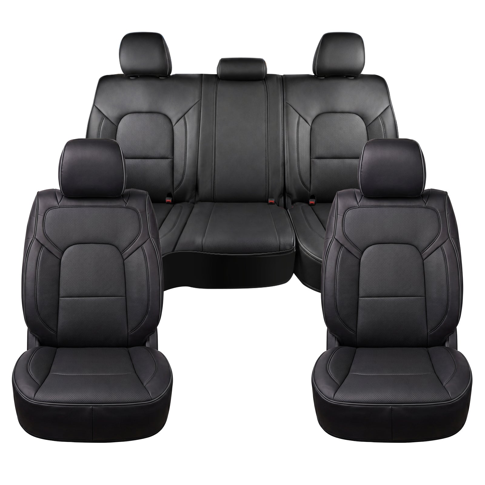 Umbrauto Custom Seat Covers fit for Dodge Ram 1500 2500 3500, Full Coverage Luxury Leather Ram Truck Seat Cover 2009-2025 Compatible with Crew Cab Double Quad Regular (Full Set (Flat Rear)) - Energize Trek