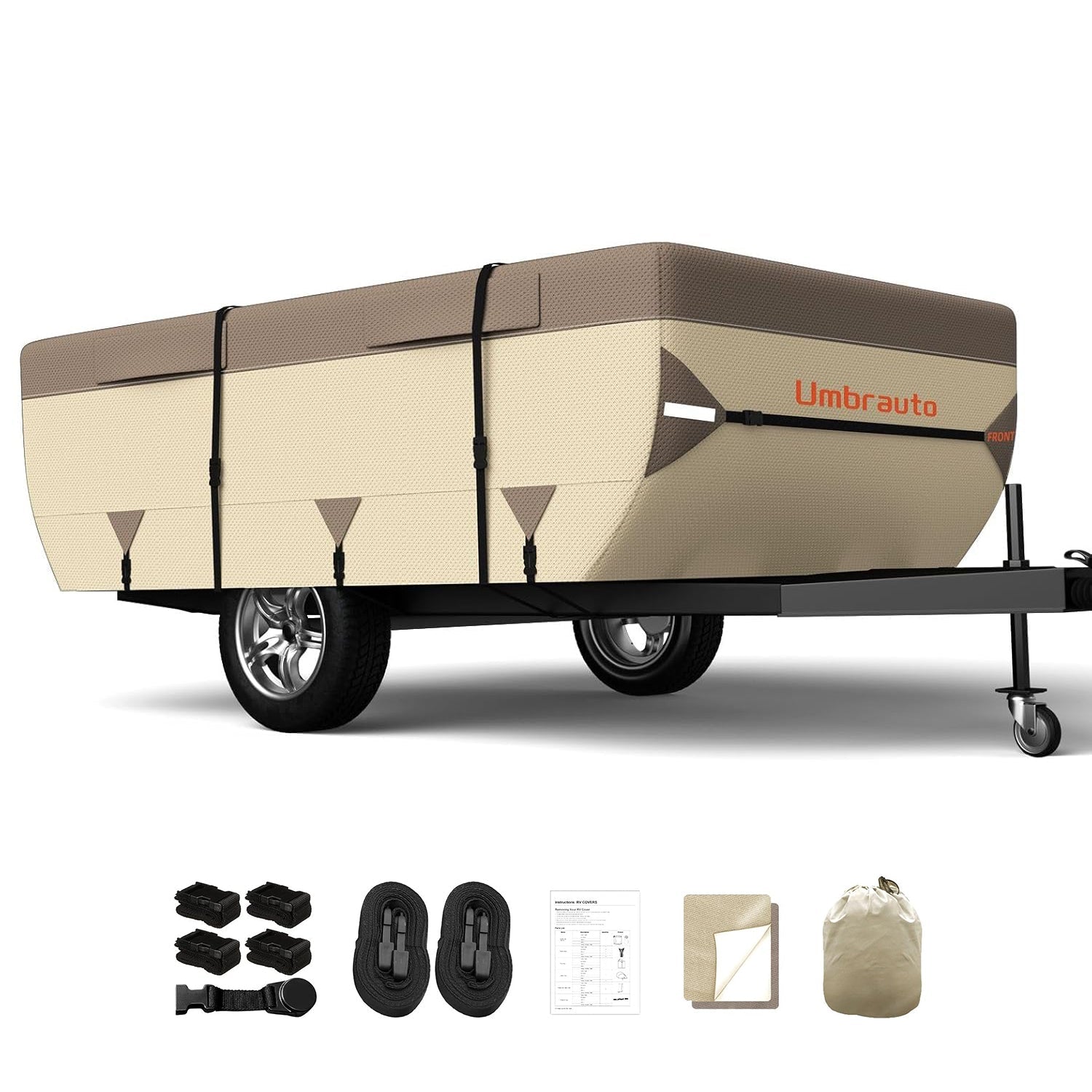 Umbrauto Pop Up Folding Camper Cover Upgraded 7 Layers Top 3 Layers Side,Khaki - Energize Trek