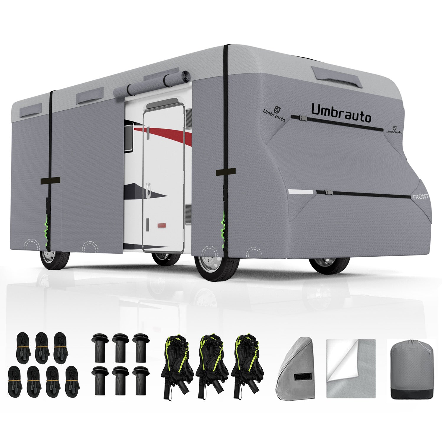 Umbrauto RV Cover Class C Upgraded 7 Layers Anti-UV Top Panel Motorhome Cover,Gray - Energize Trek