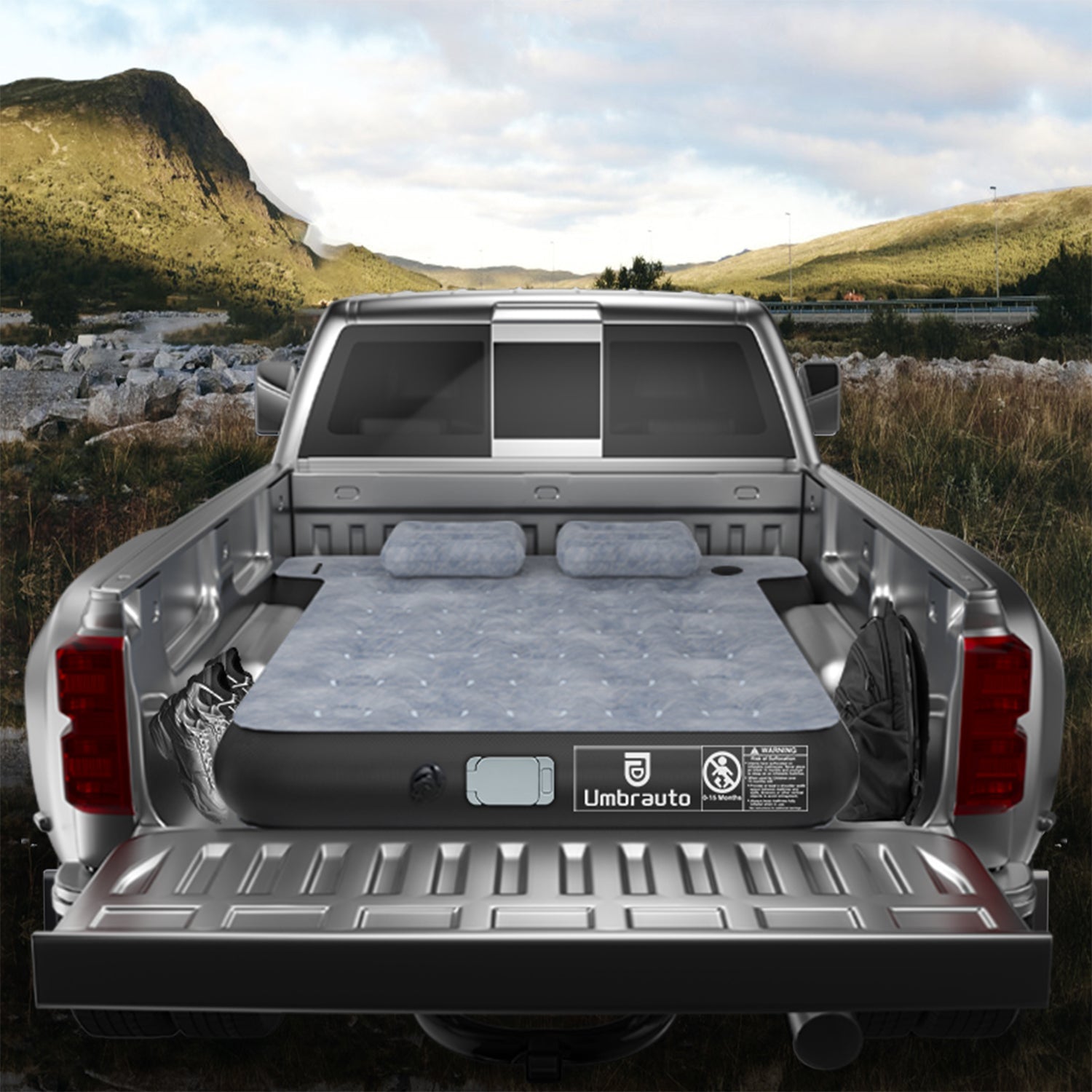 Umbrauto T Shape Truck Bed Air Mattress Inflatable 5.5-5.8ft Short Truck Air Mattress for Camping - Energize Trek