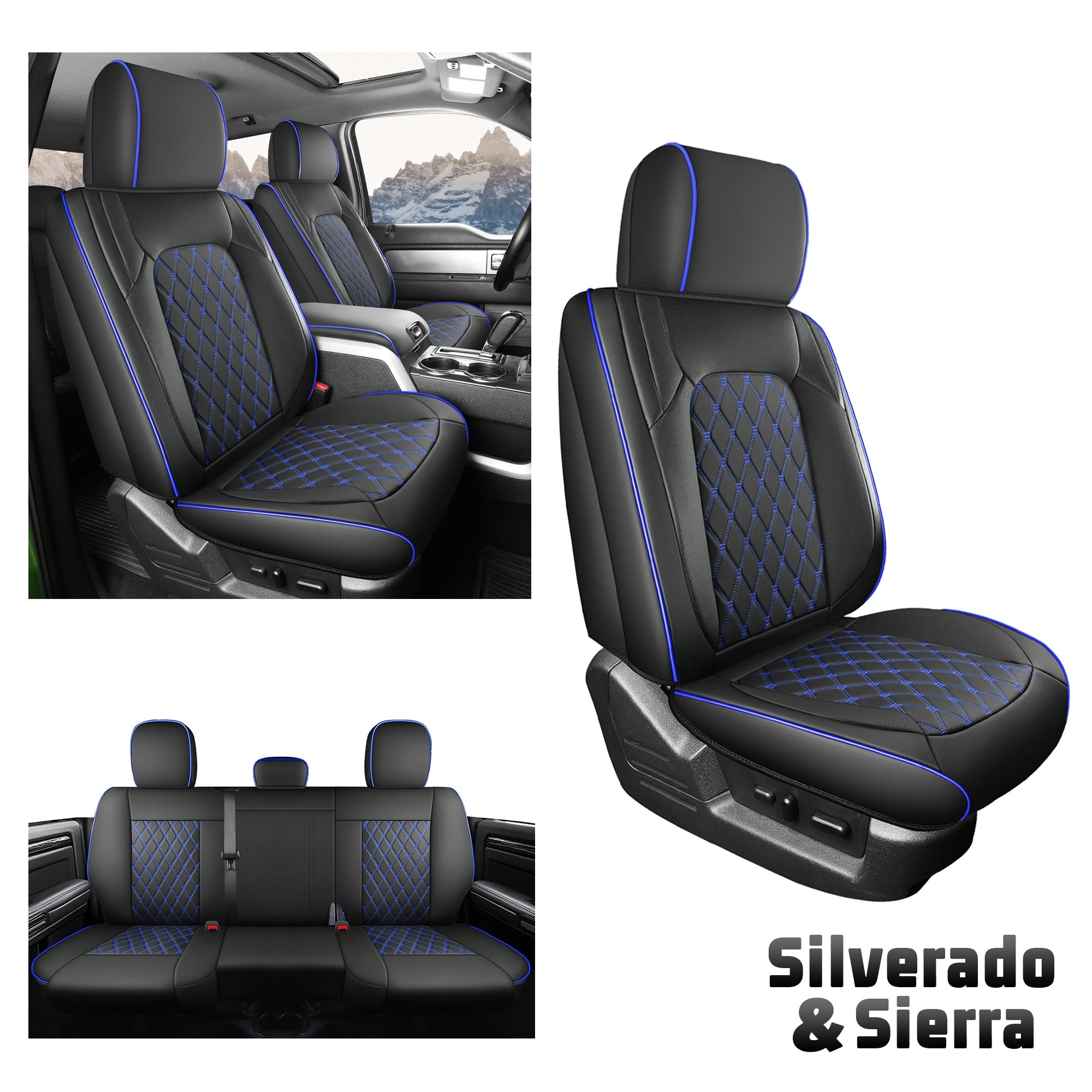 Umbrauto Truck Seat Cover Fit for Silverado and Sierra,Blue - Energize Trek
