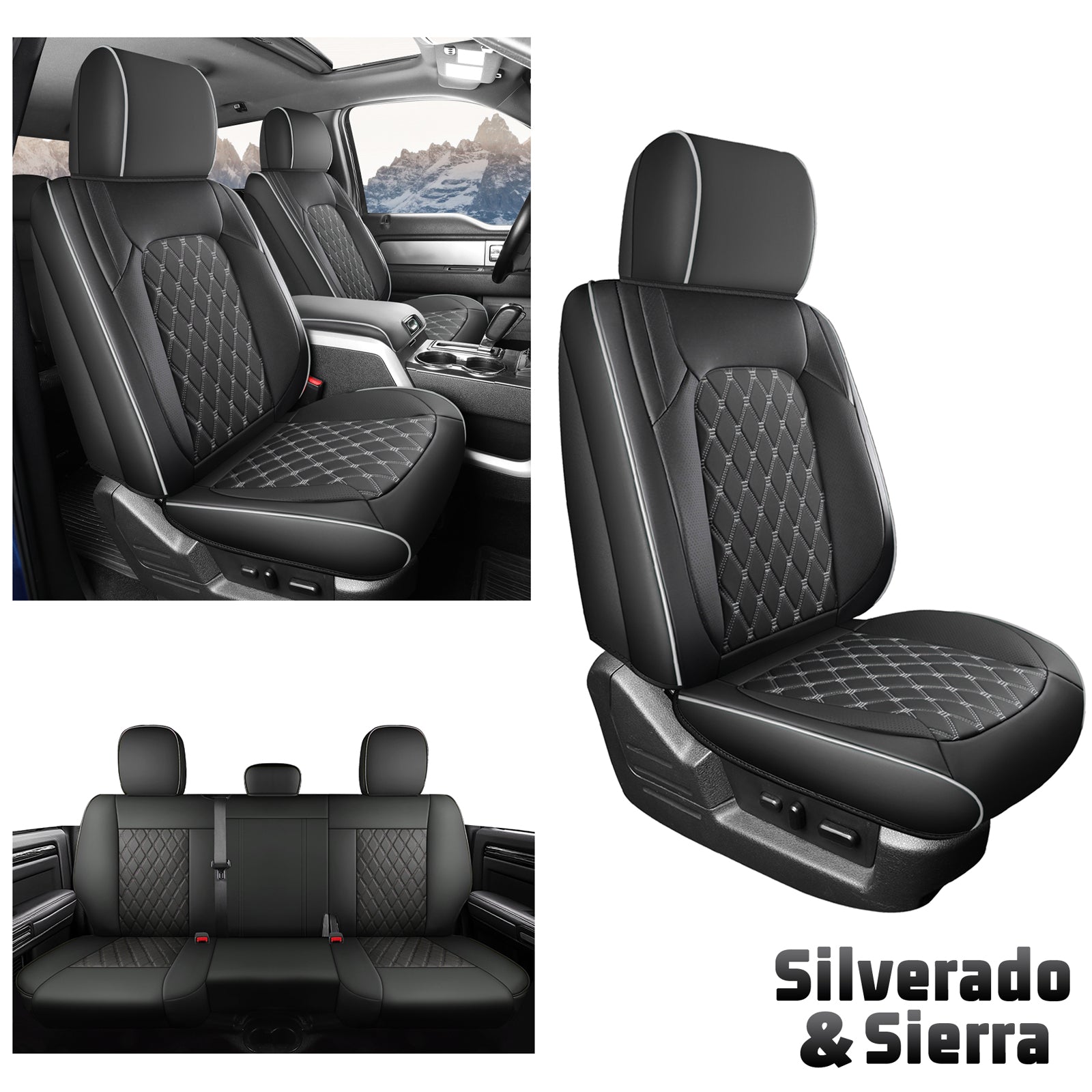 Umbrauto Truck Seat Cover Fit for Silverado and Sierra,Gray - Energize Trek