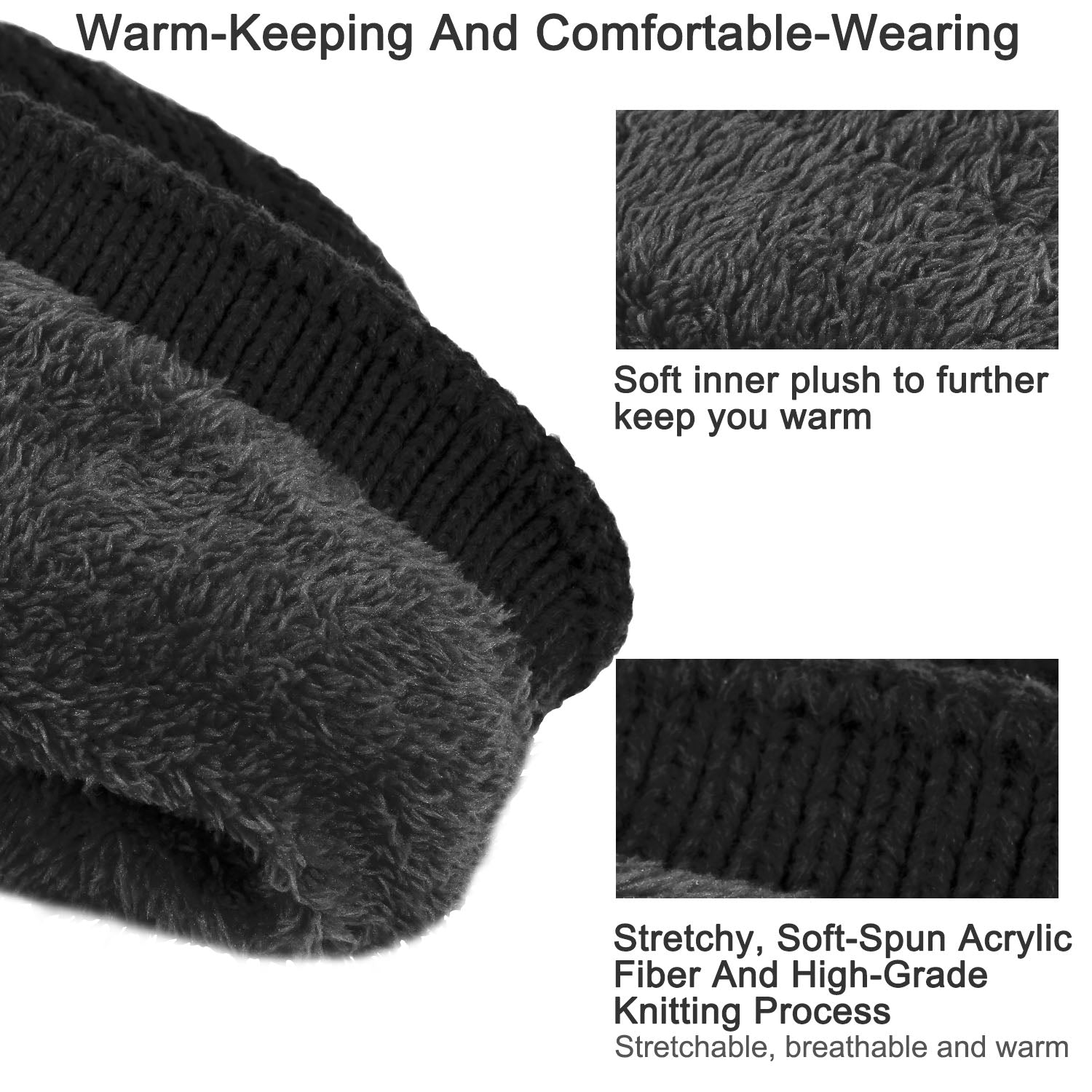 Unisex Knit Beanie Hat with Goggle Chunky Winter Warm Hat Skull Cap 4 Colors - Energize Trek