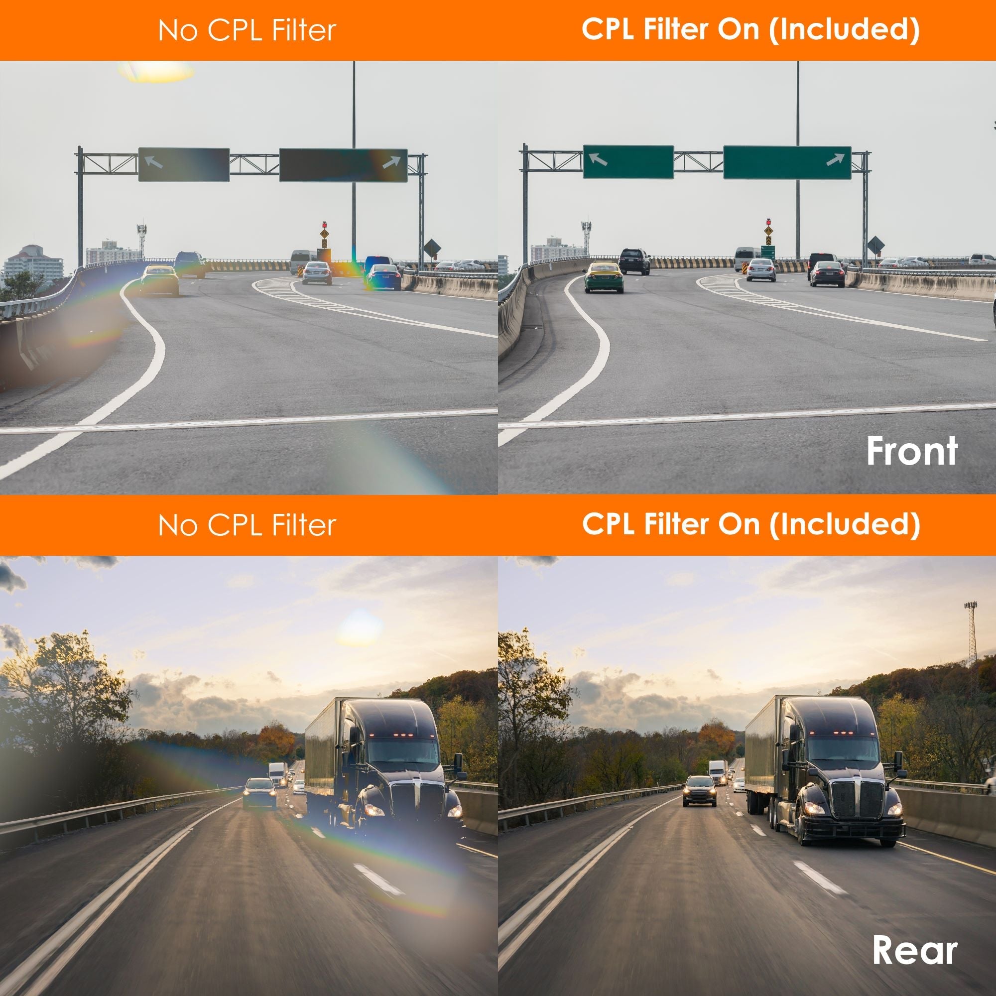 Rexing V1P SE 4K Dual Channel Car Dash Cam w/ GPS, Wi-Fi & Bonus CPL Filters - Energize Trek