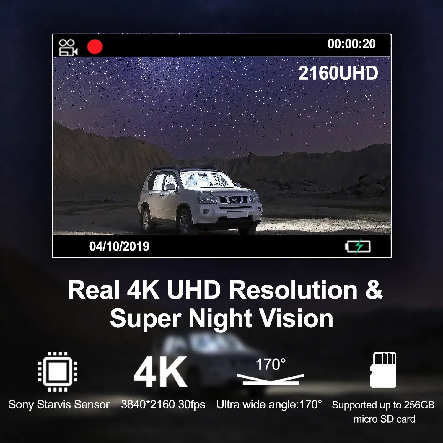 Rexing V5 Bundle Dash Cam 3-Channel Premium 4K with Wi-Fi and GPS - Energize Trek