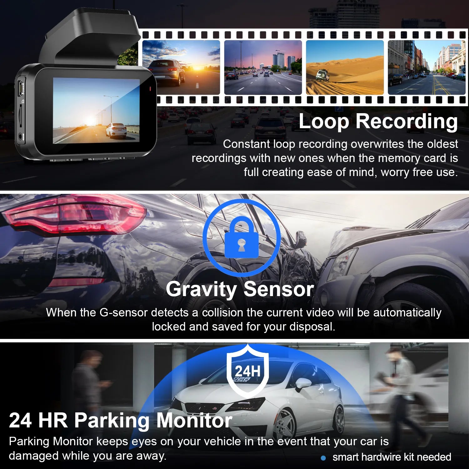 Rexing V5 Bundle Dash Cam 3-Channel Premium 4K with Wi-Fi and GPS - Energize Trek
