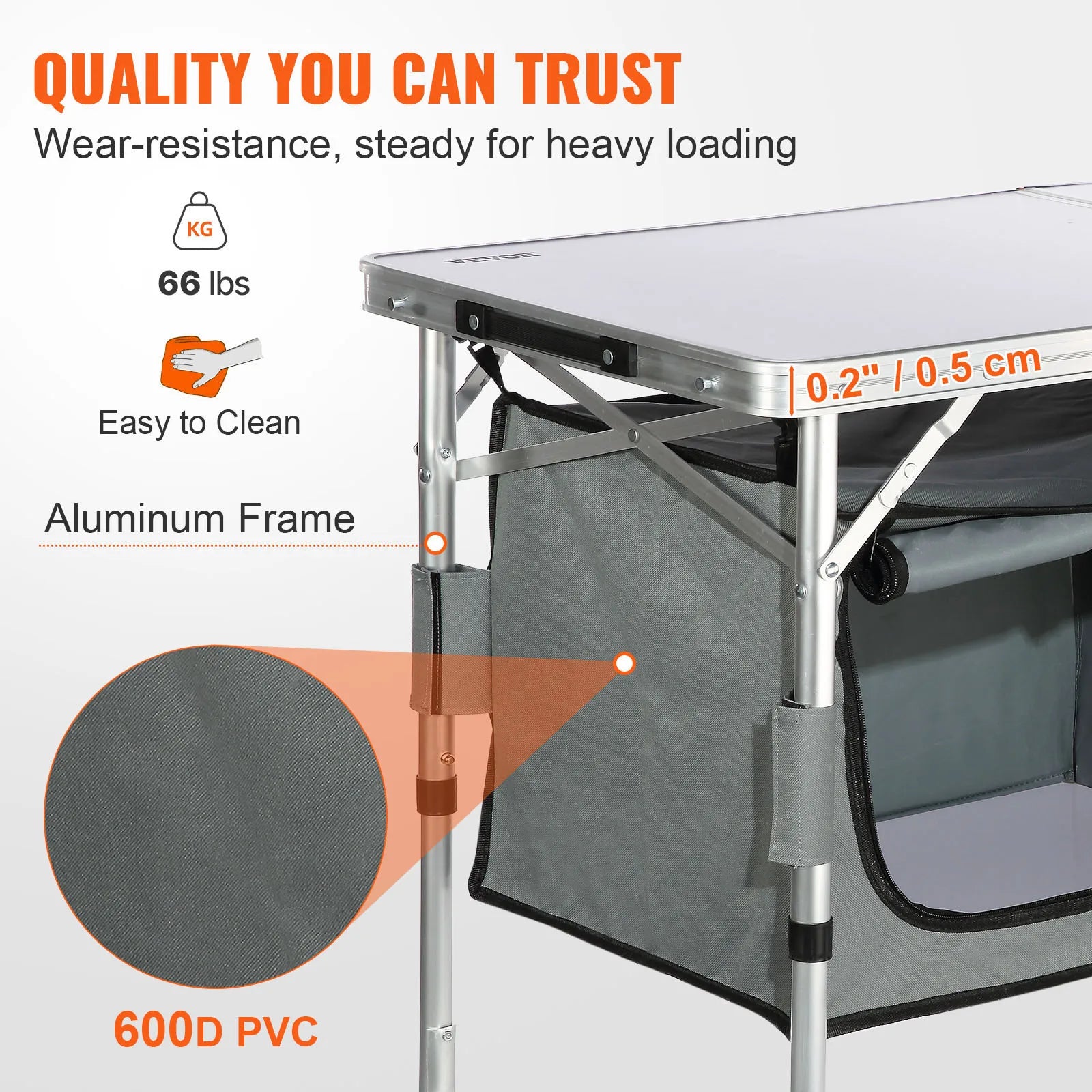 VEVOR Folding Camping Kitchen Table for Outdoor Cooking Portable - Energize Trek