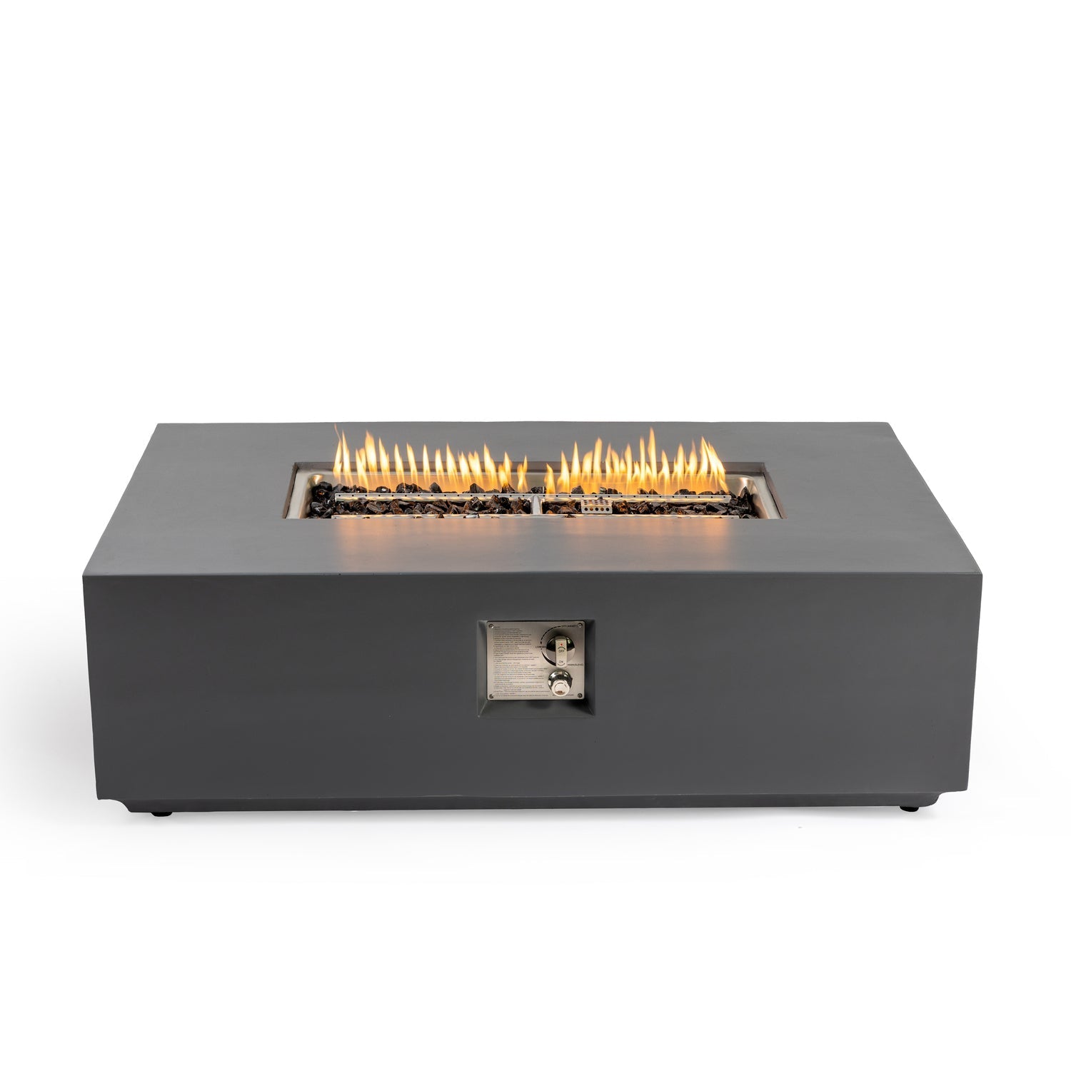 Volon Modern Rectangular Fire Pit Table in Light Gray - Energize Trek