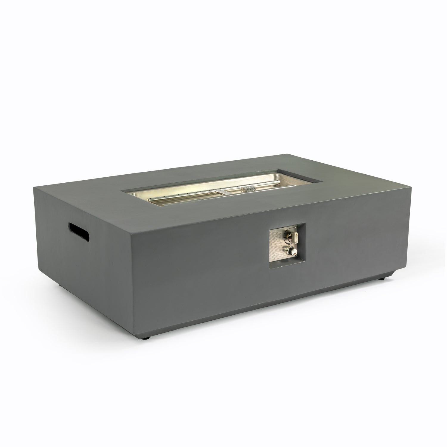 Volon Modern Rectangular Fire Pit Table in Light Gray - Energize Trek
