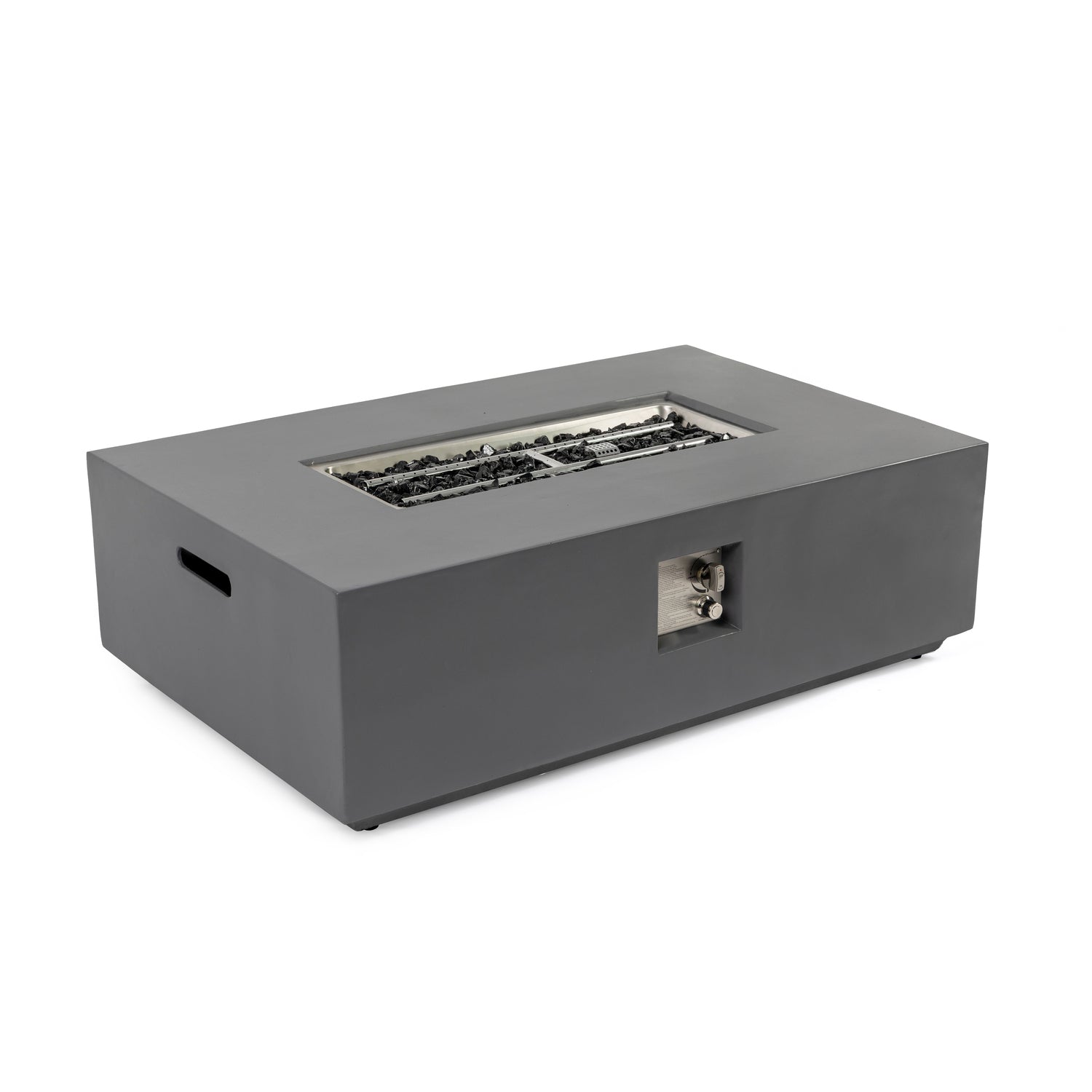 Volon Modern Rectangular Fire Pit Table in Light Gray - Energize Trek