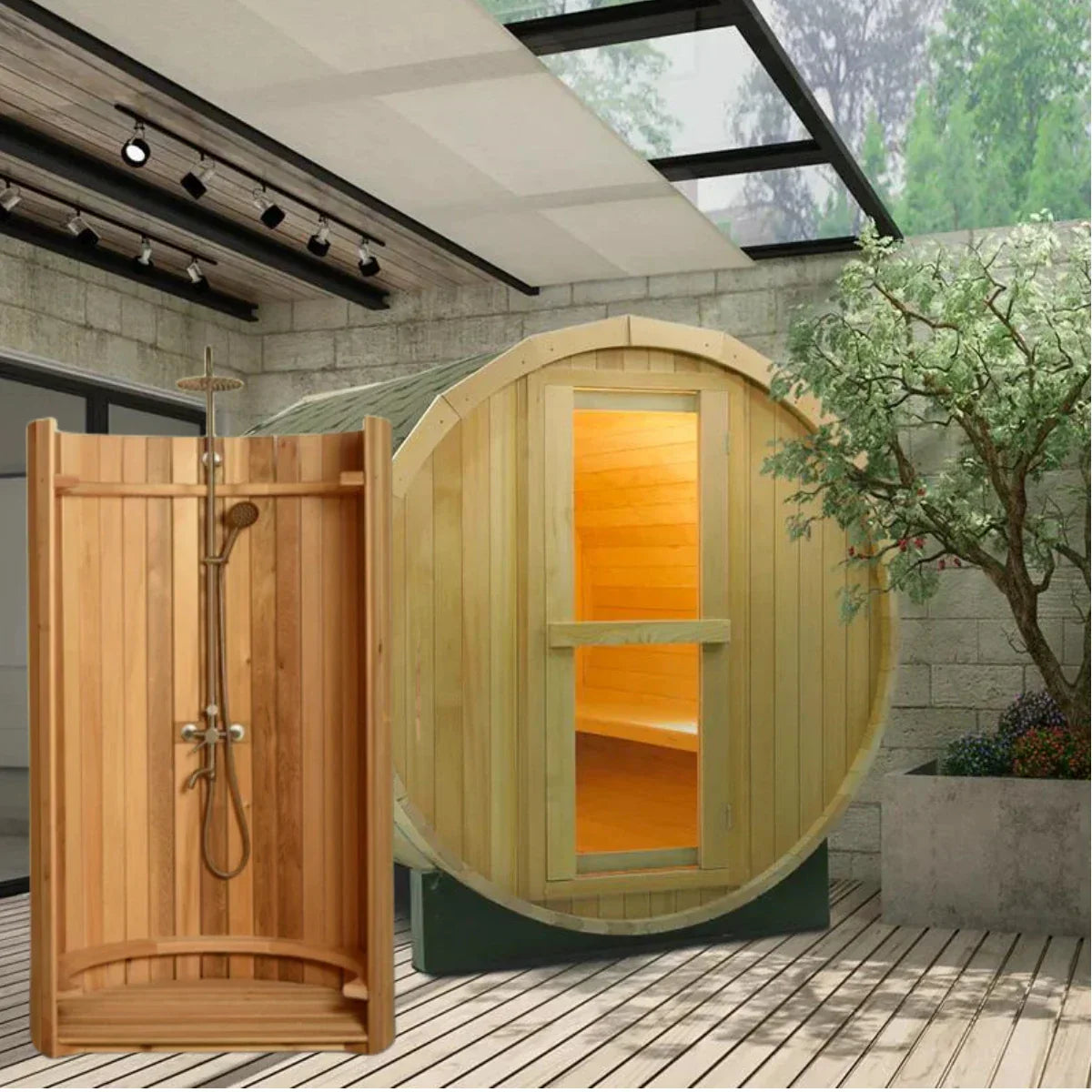 SAUNA EVOLUTION® Curved Rinse Outdoor Shower - Energize Trek