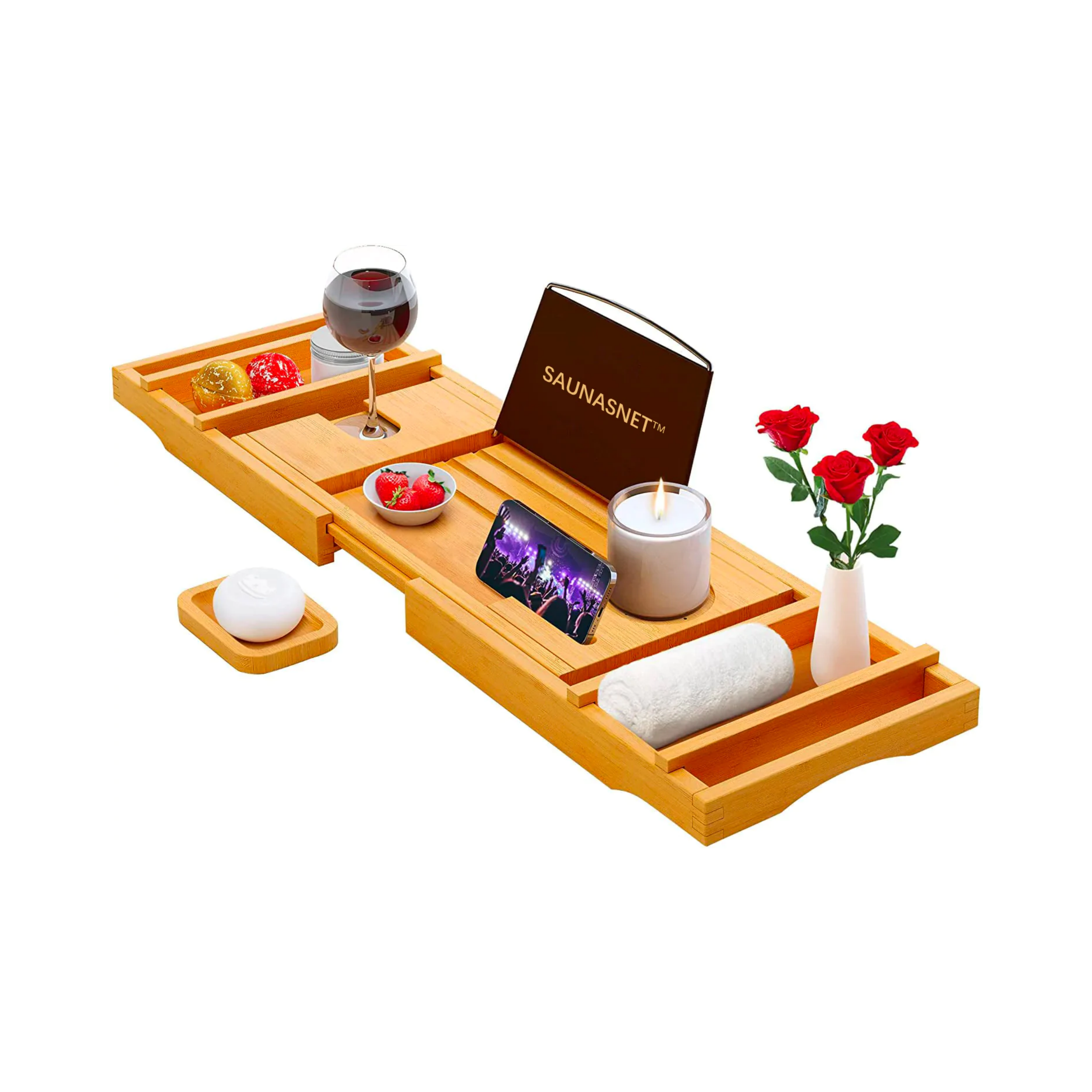 SAUNA EVOLUTION® Natural Bamboo Bathtub Caddy - Energize Trek