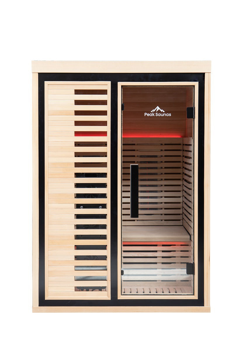 Peak Saunas Everest 2-Person Full Spectrum Infrared Sauna with XL Medical-Grade Red Light Therapy & Smart WiFi App Control - Energize Trek