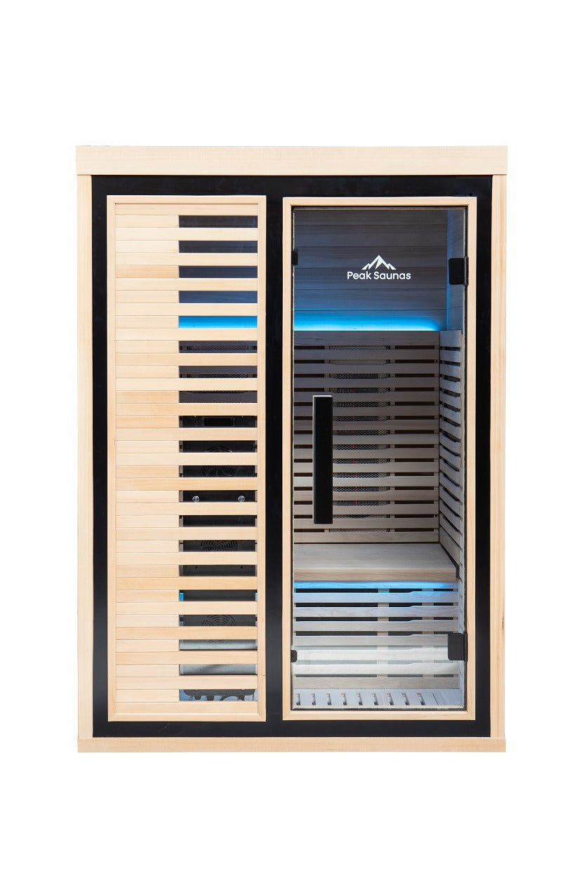 Peak Saunas Everest 2-Person Full Spectrum Infrared Sauna with XL Medical-Grade Red Light Therapy & Smart WiFi App Control - Energize Trek