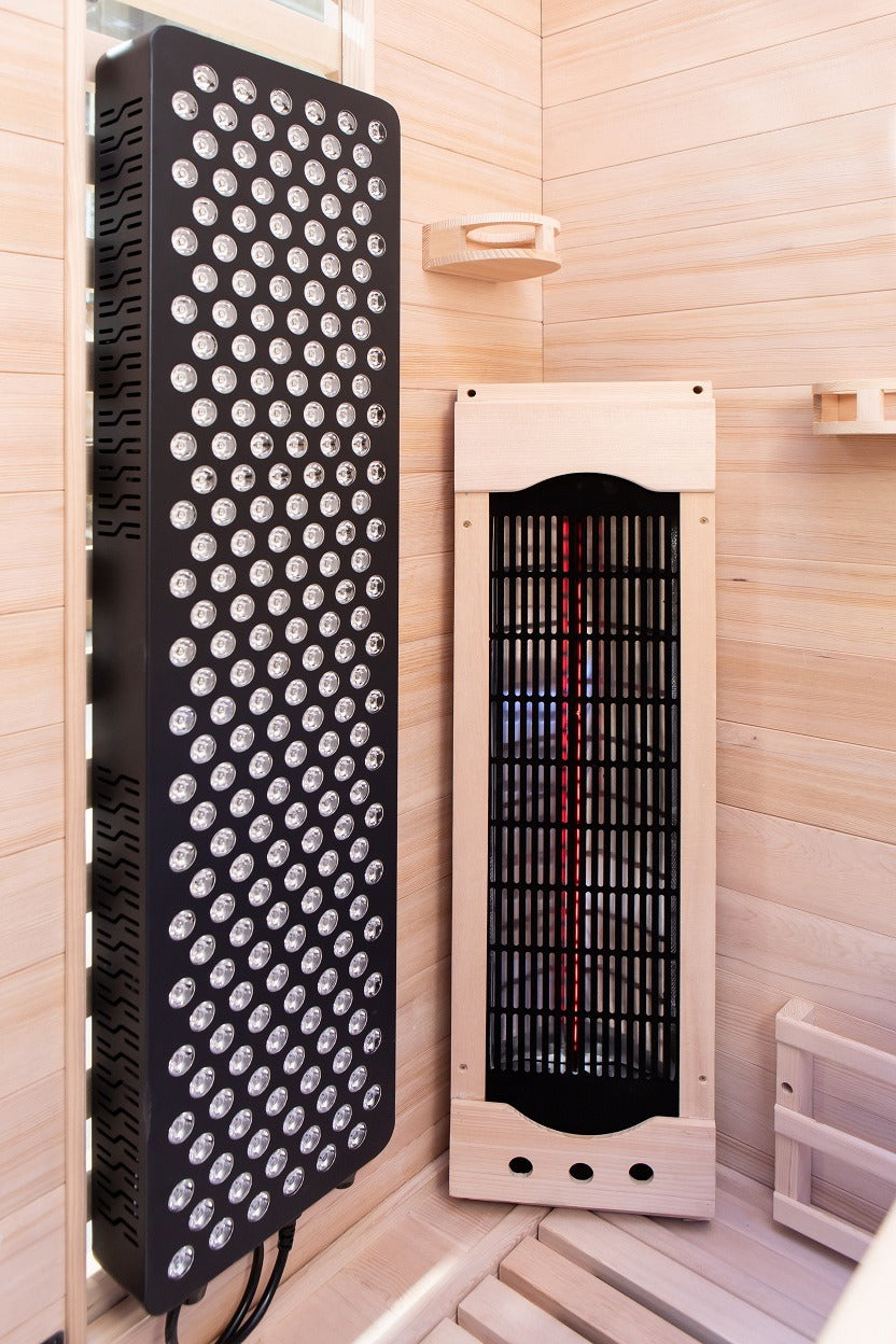 Peak Saunas Everest 2-Person Full Spectrum Infrared Sauna with XL Medical-Grade Red Light Therapy & Smart WiFi App Control - Energize Trek