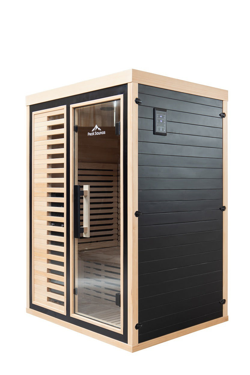 Peak Saunas Everest 2-Person Full Spectrum Infrared Sauna with XL Medical-Grade Red Light Therapy & Smart WiFi App Control - Energize Trek