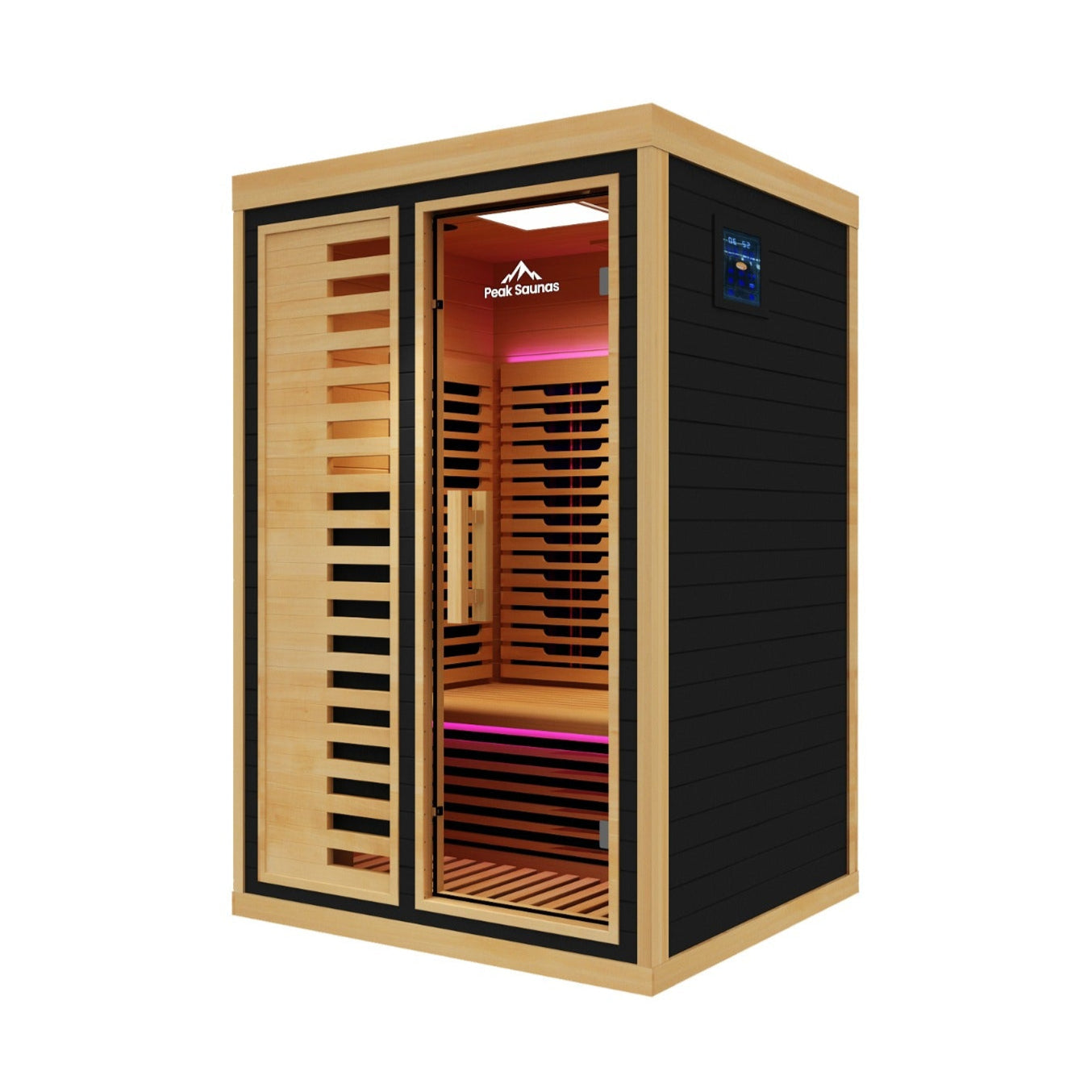 Peak Saunas Everest 2-Person Full Spectrum Infrared Sauna with XL Medical-Grade Red Light Therapy & Smart WiFi App Control - Energize Trek