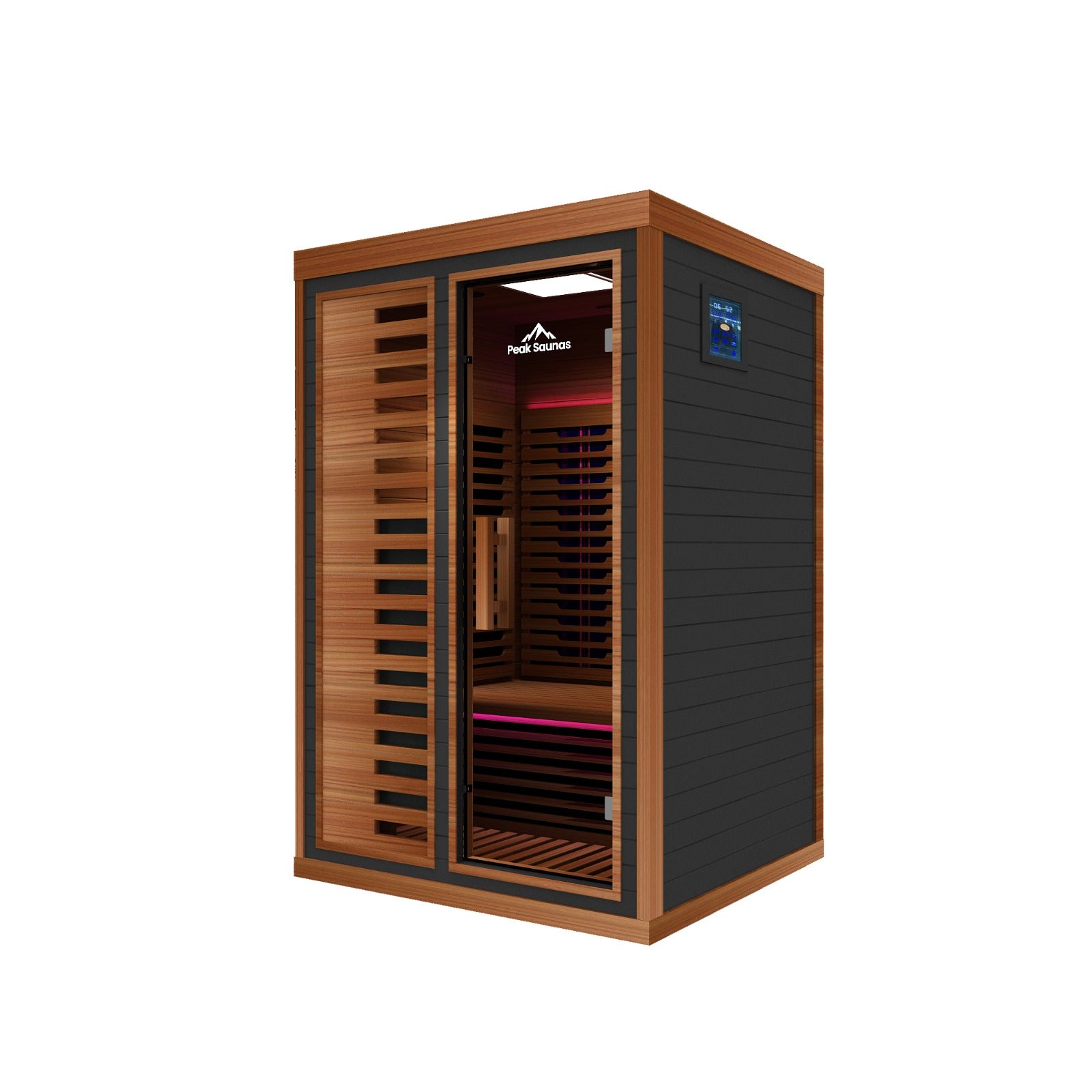 Peak Saunas Fuji 2-Person Full Spectrum Infrared Sauna with XL Medical-Grade Red Light Therapy & Smart WiFi App Control - Energize Trek
