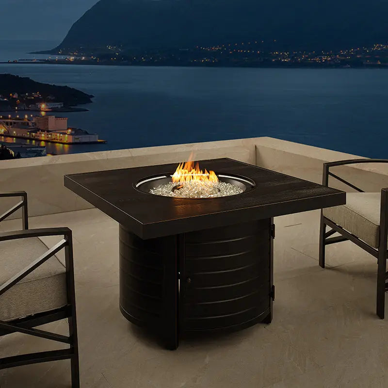 Yorke 40" Square Aluminum Convertible Gas Fire Pit Table - Energize Trek