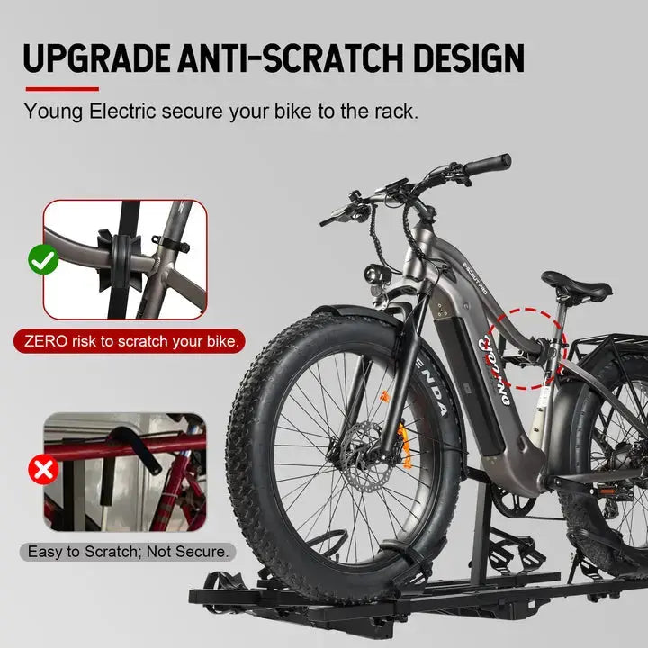 Young Electric FELLOW Foldable Hitch eBike Rack | 2’’ Receiver, 200 LBS Capacity (Open Box) - Energize Trek