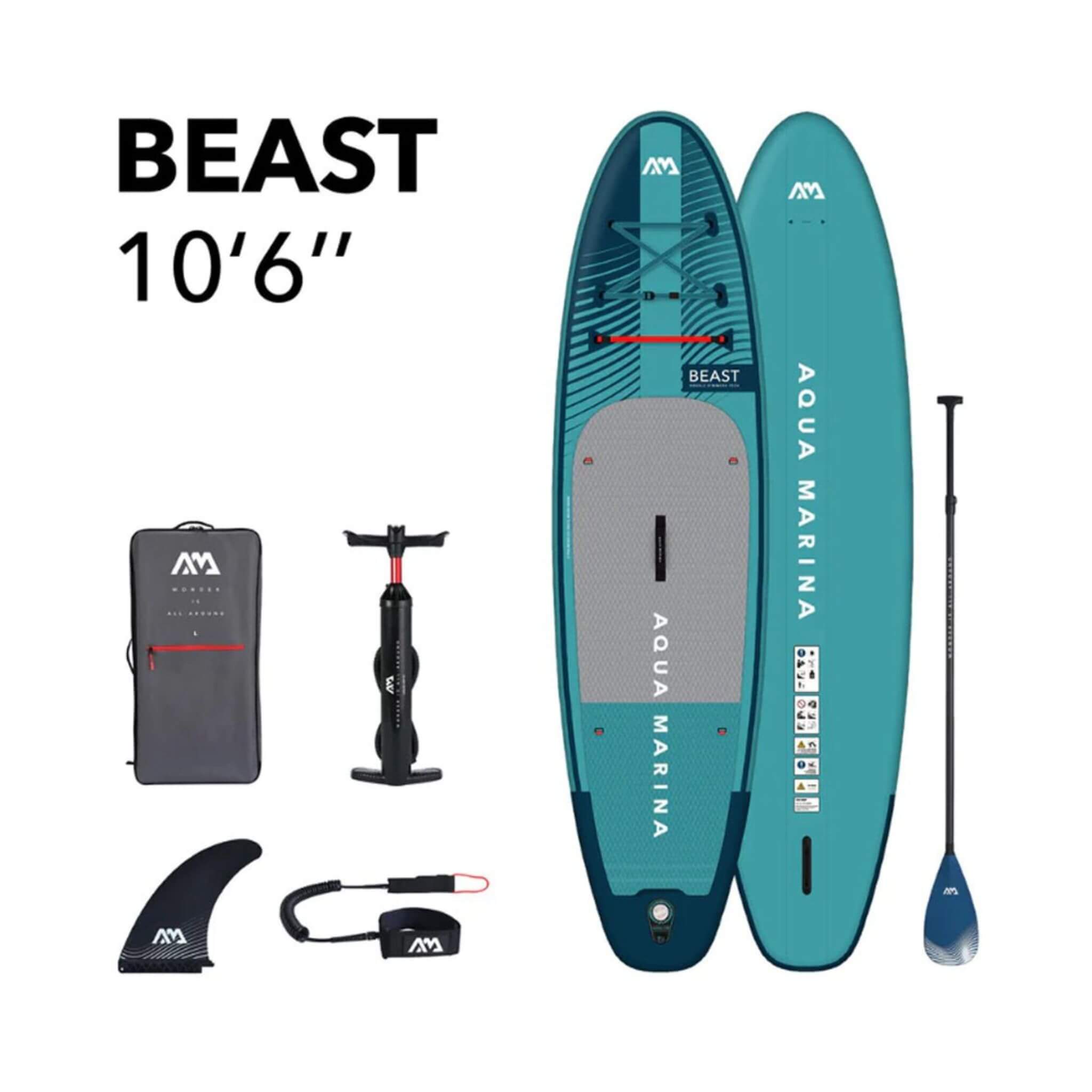 Aqua Marina Beast BT-23BEP Advanced All-Around Inflatable SUP With Carbon Hybrid Paddle, 10FT (SAK89512) - Energize Trek