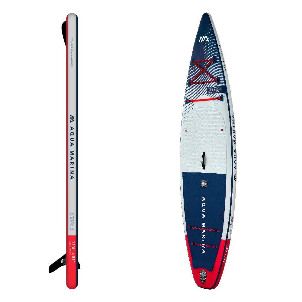 Aqua Marina Hyper BT-23HY02 Navy Touring SUP With Hydrodynamic Rail Edges & Adjustable Bungee, 12FT (SAK23285) - Energize Trek