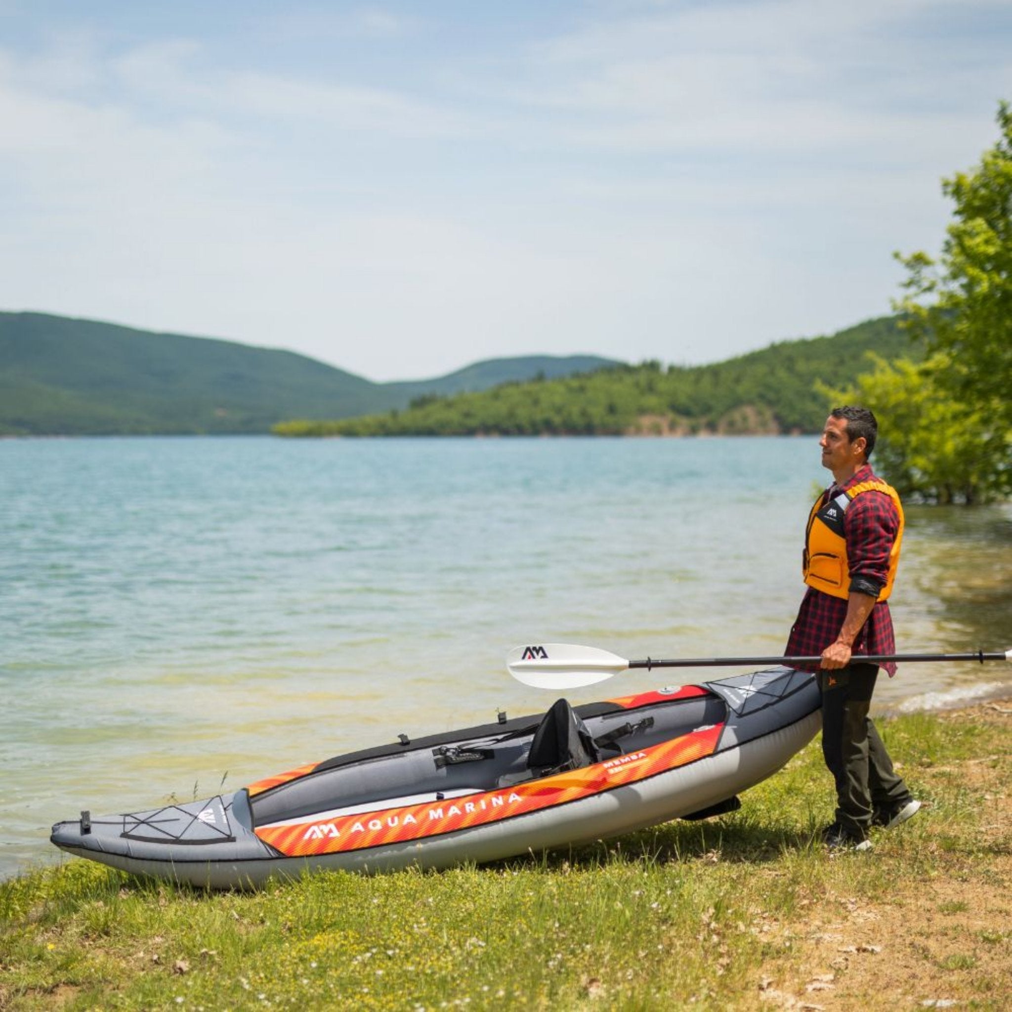 Aqua Marina Memba 330 1-Person Ultra Stiff Touring Kayak With Double Wall Fabric Floor, 10FT (SAK56789) - Energize Trek