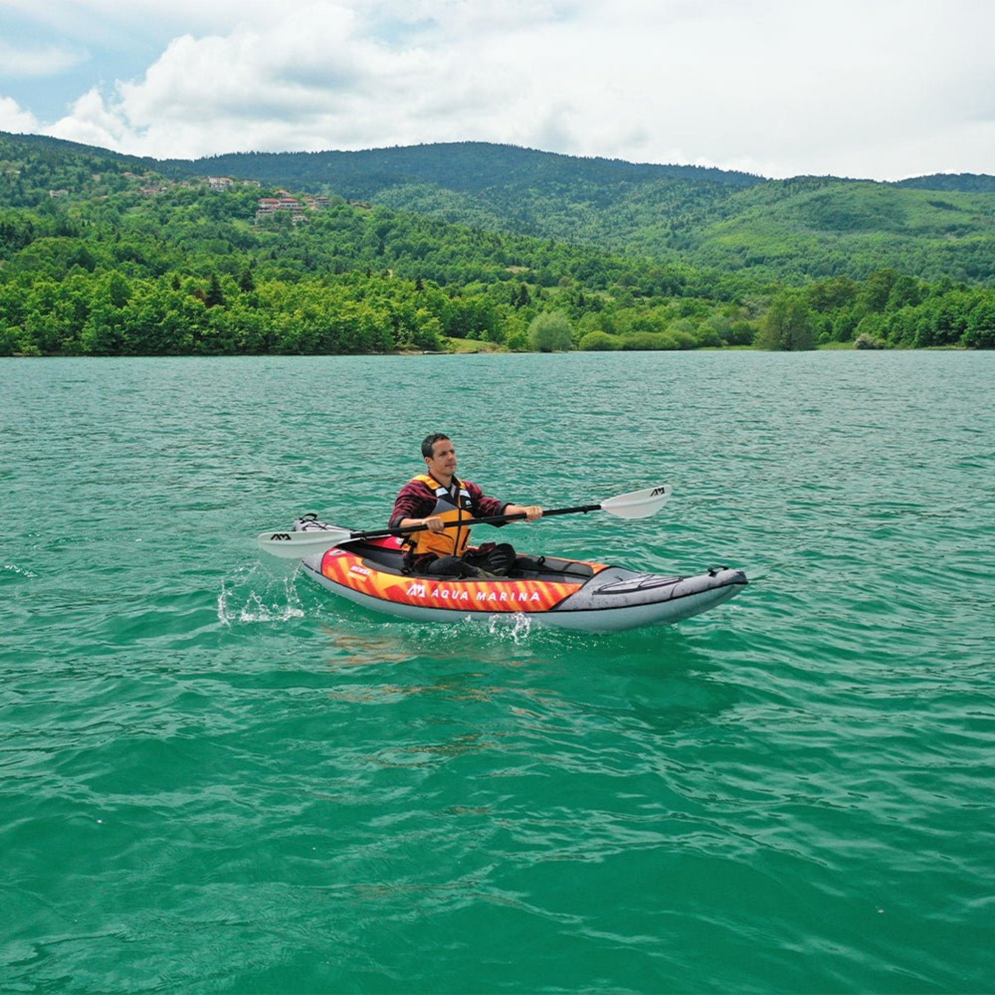 Aqua Marina Memba 330 1-Person Ultra Stiff Touring Kayak With Double Wall Fabric Floor, 10FT (SAK56789) - Energize Trek