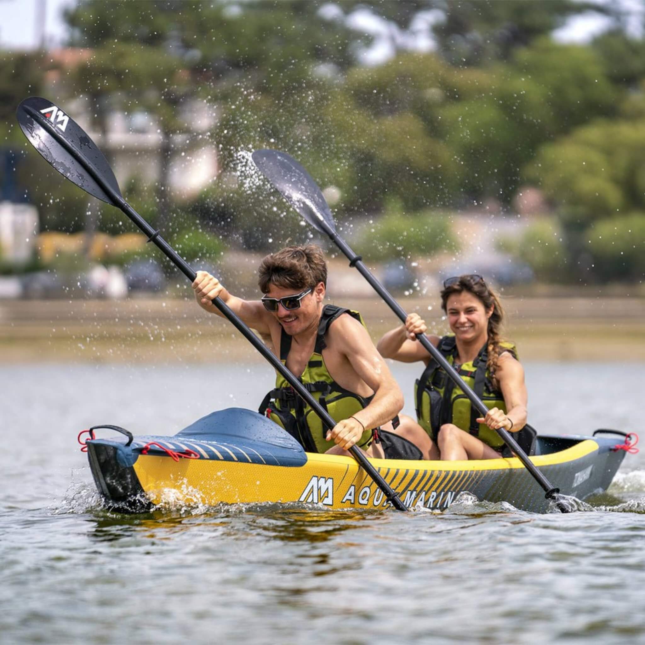 Aqua Marina Tomahawk AIR-K 440 2-Person High Pressure Speed Inflatable Kayak, 14FT (SAK31482) - Energize Trek