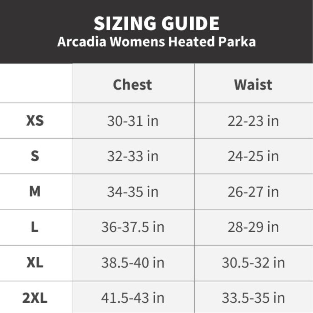 Arcadia Womens Heated Parka - Energize Trek