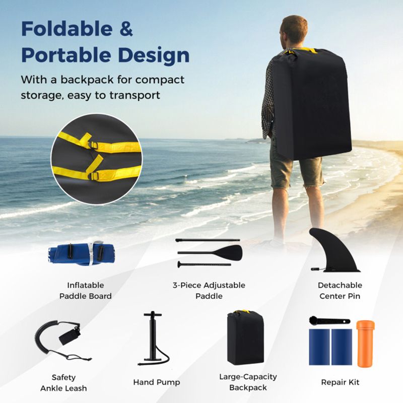Inflatable Paddle Board with Removable Fin and Backpack - Energize Trek