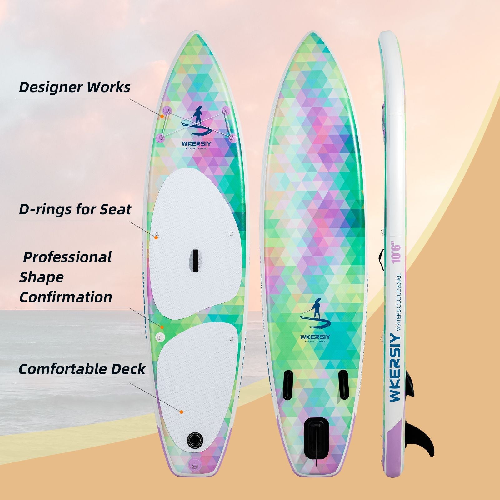 inflatable paddle board 10'6 including sup paddle, paddleboard backpack, pump, leash - Energize Trek