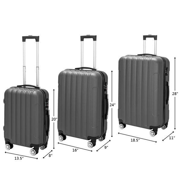 3-in-1 Multifunctional Large Capacity Traveling Storage Suitcase Luggage Set Dark Gray - Energize Trek