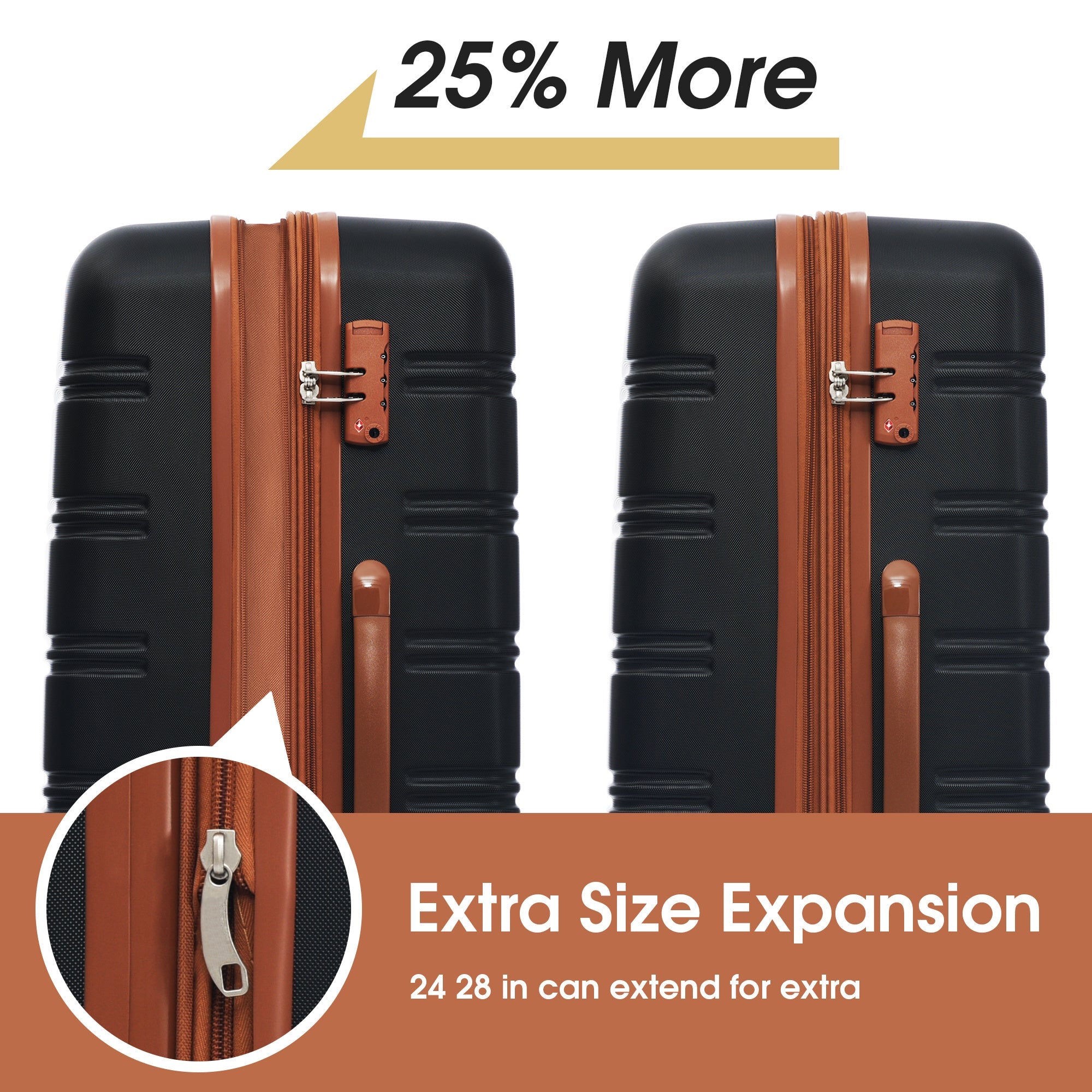 Hardshell Luggage Sets 2Pcs + bag Spinner Suitcase with TSA Lock Lightweight 20" + 24" - Energize Trek