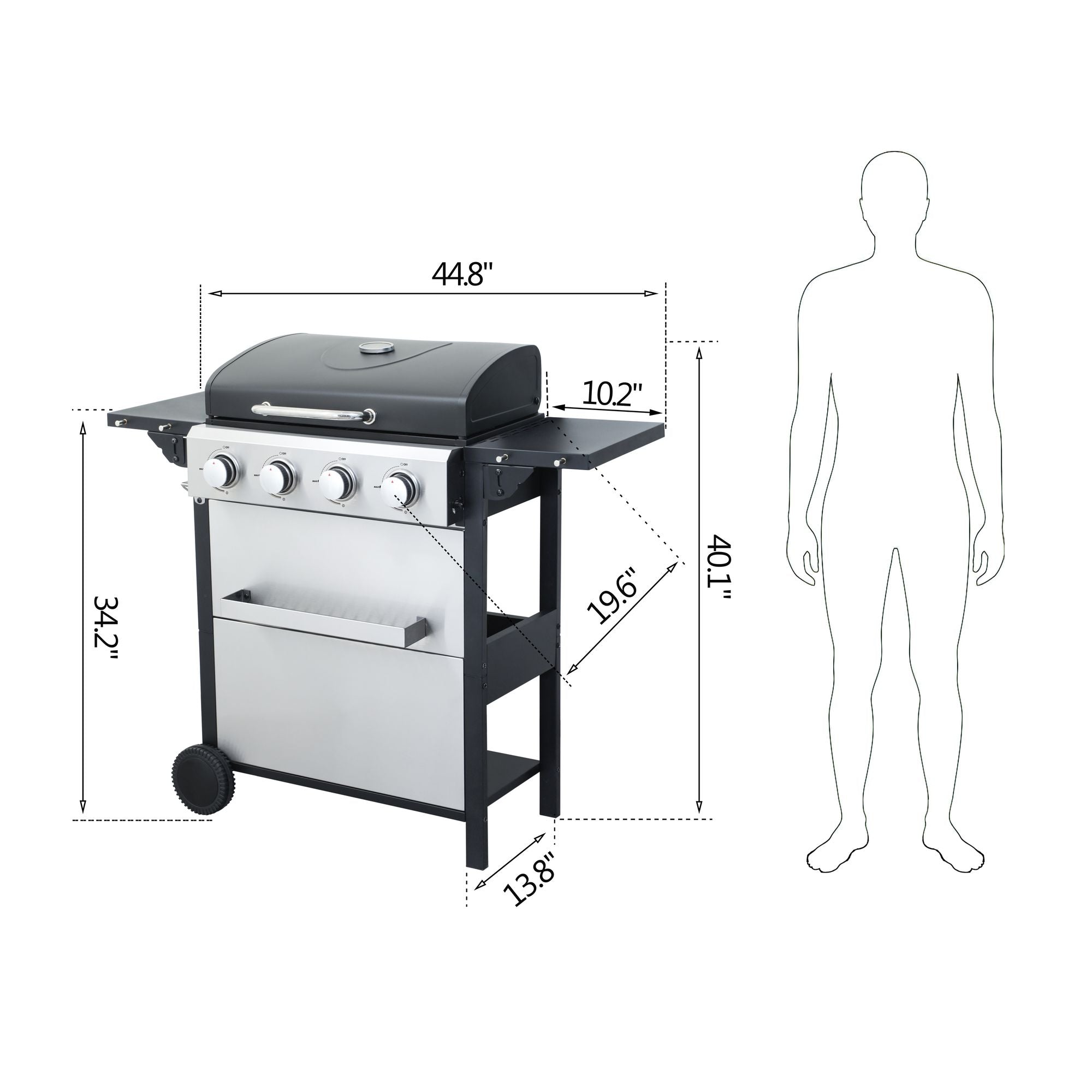4-Burner Propane BBQ Grill – 34,200 BTU with Foldable Table & Hooks - Energize Trek