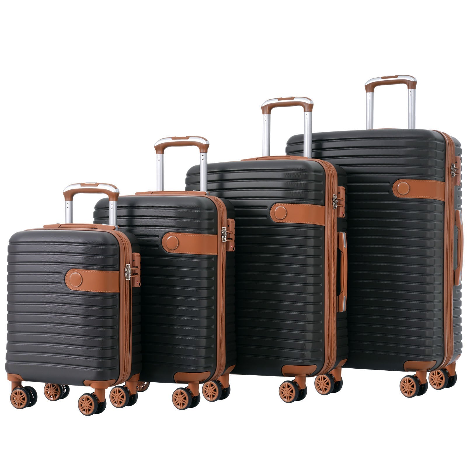 4 Piece Luggage Set Suitcase Set, ABS Hard Shell Lightweight Expandable Travel Luggage with 4 Packing Cubes, TSA Lock, Spinner Wheels for Men Women(16/20/24/28) - Energize Trek