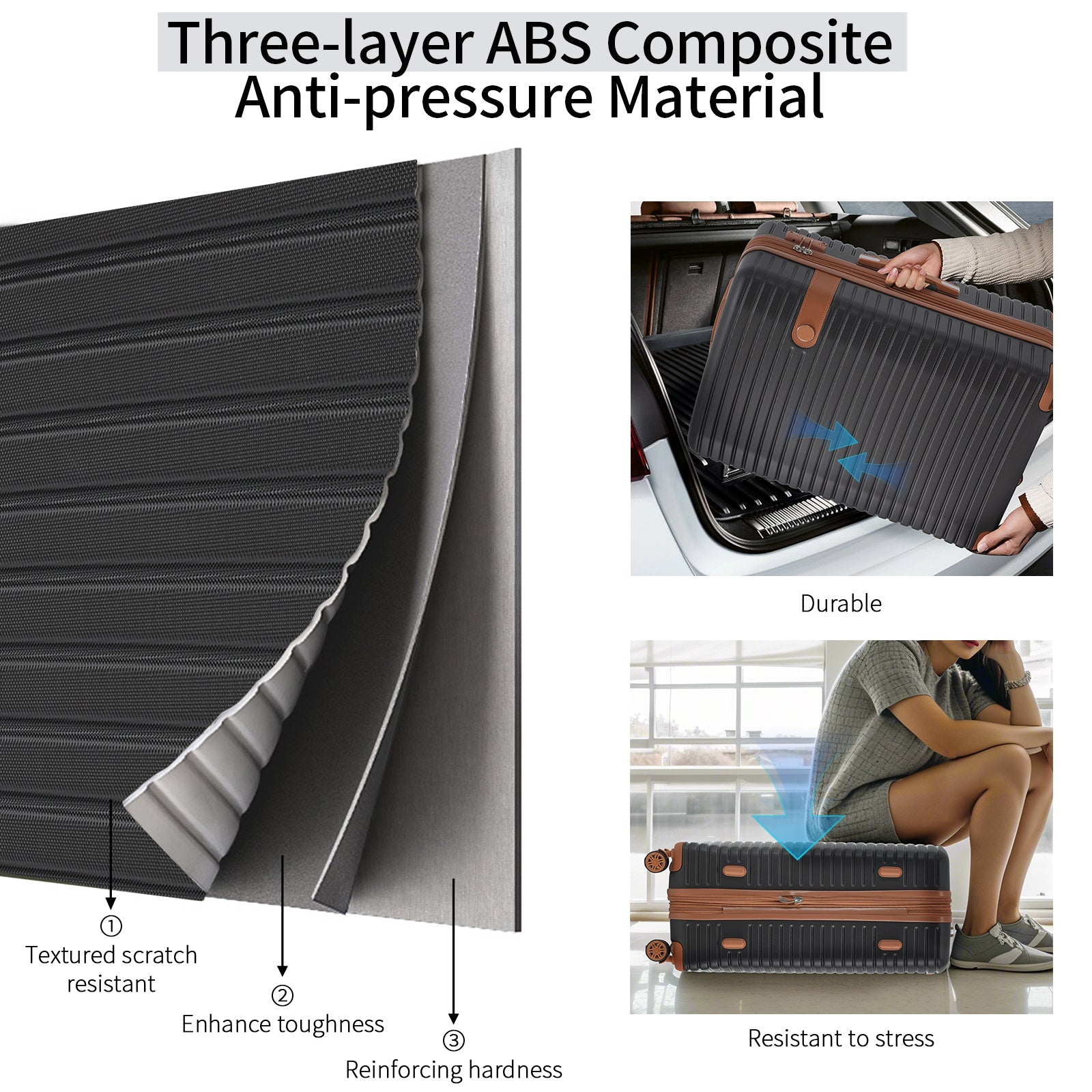 4 Piece Luggage Set Suitcase Set, ABS Hard Shell Lightweight Expandable Travel Luggage with 4 Packing Cubes, TSA Lock, Spinner Wheels for Men Women(16/20/24/28) - Energize Trek