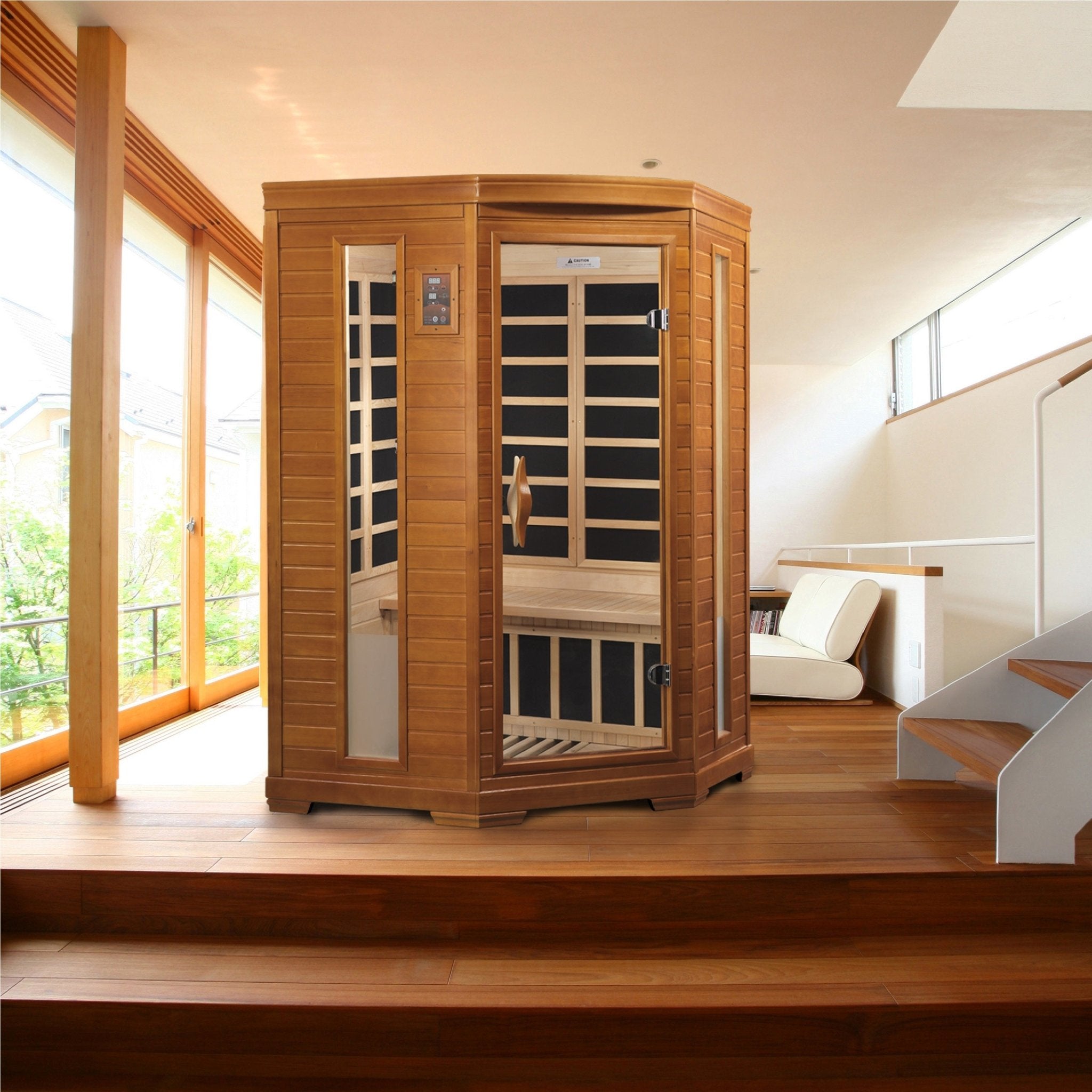 Dynamic Heming Elite 2-Person Corner Ultra Low EMF FAR Infrared Sauna - Energize Trek
