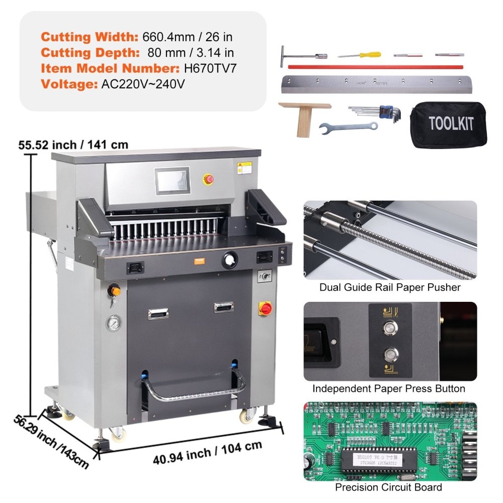 Electric Heavy Duty Hydraulic Paper Cutter Machine With Touchscreen, 26 Inch (SAK92518) - Energize Trek