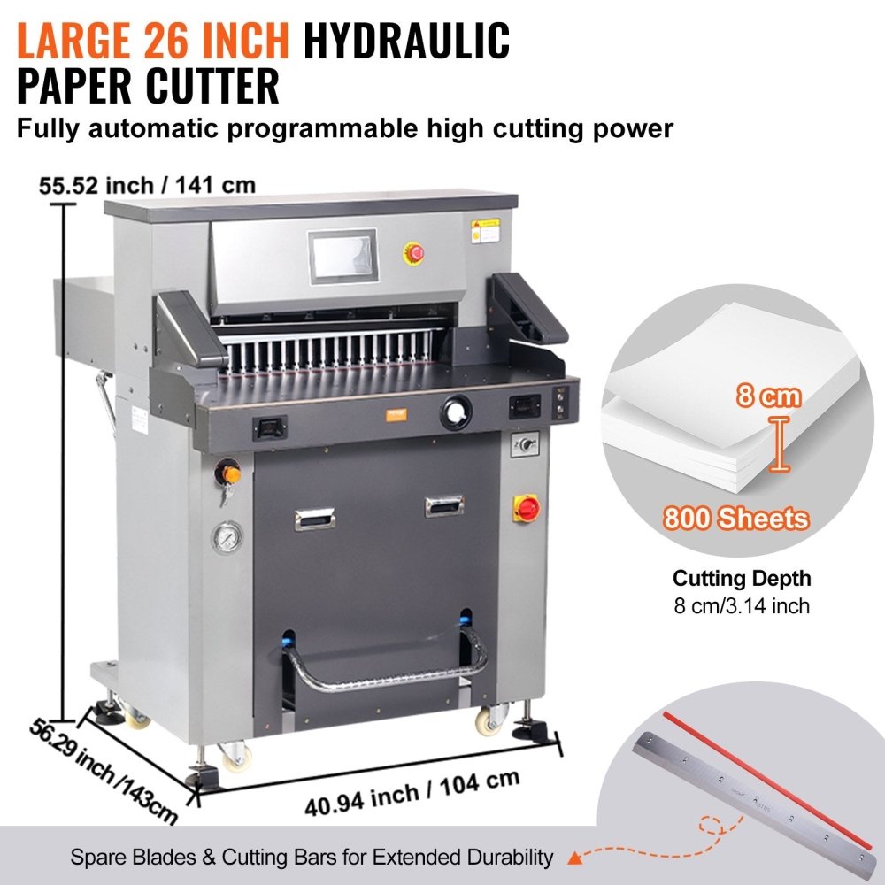 Electric Heavy Duty Hydraulic Paper Cutter Machine With Touchscreen, 26 Inch (SAK92518) - Energize Trek