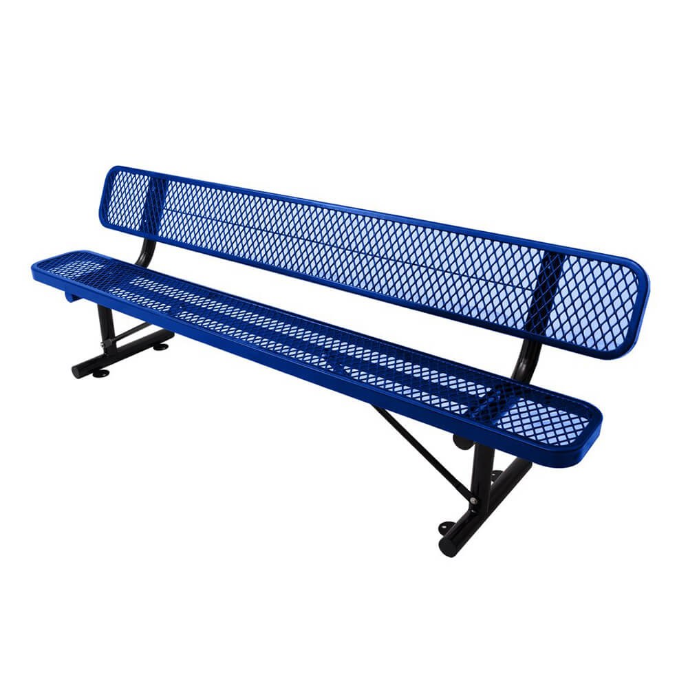 8FT Heavy Duty Steel Bench With Backrest And Thermoplastic Coating (SAK23567) - Energize Trek