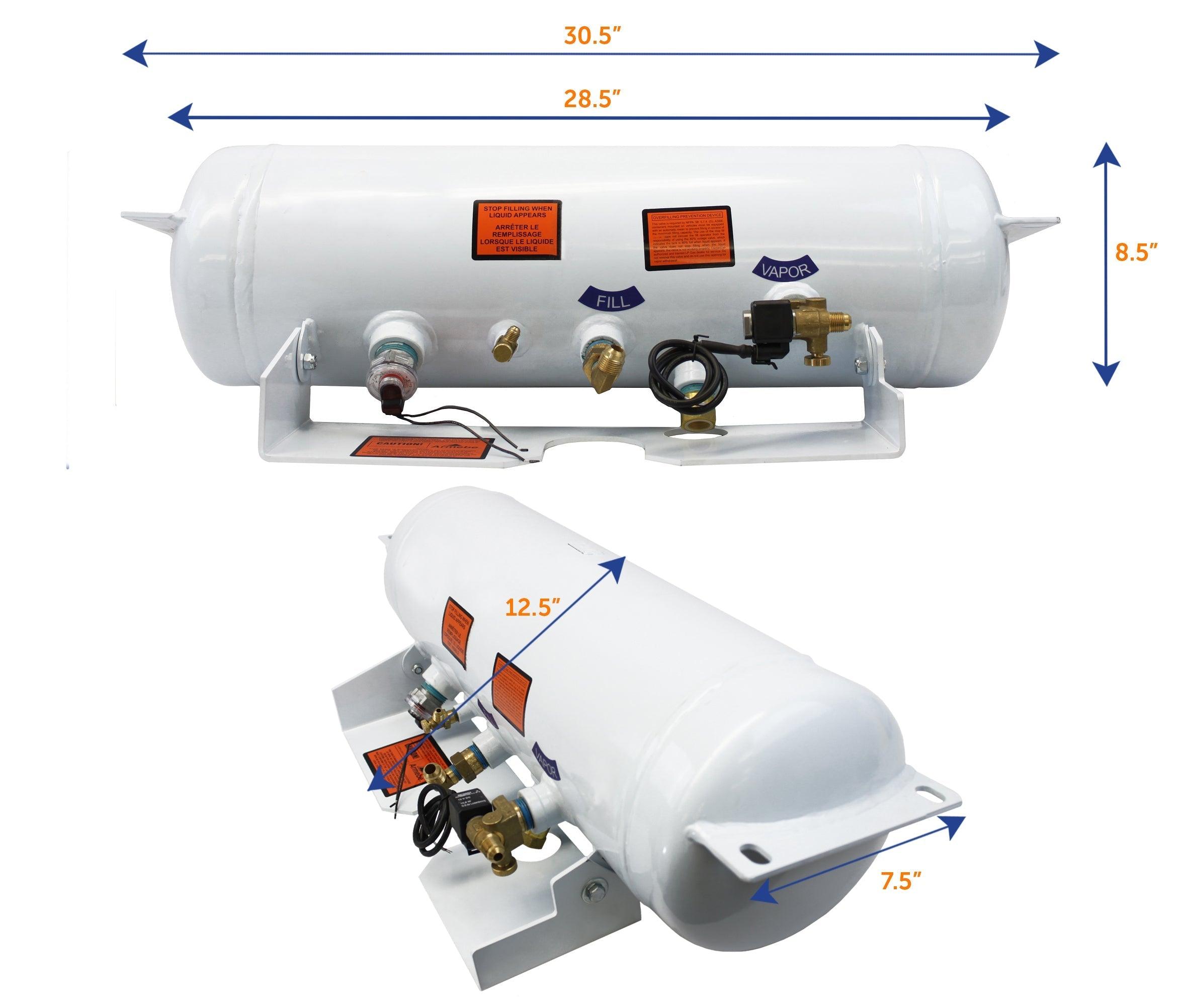 Flame King 5.9 Gallon ASME RV Trailer Propane Tank with Remote Valves & Solenoid - Energize Trek