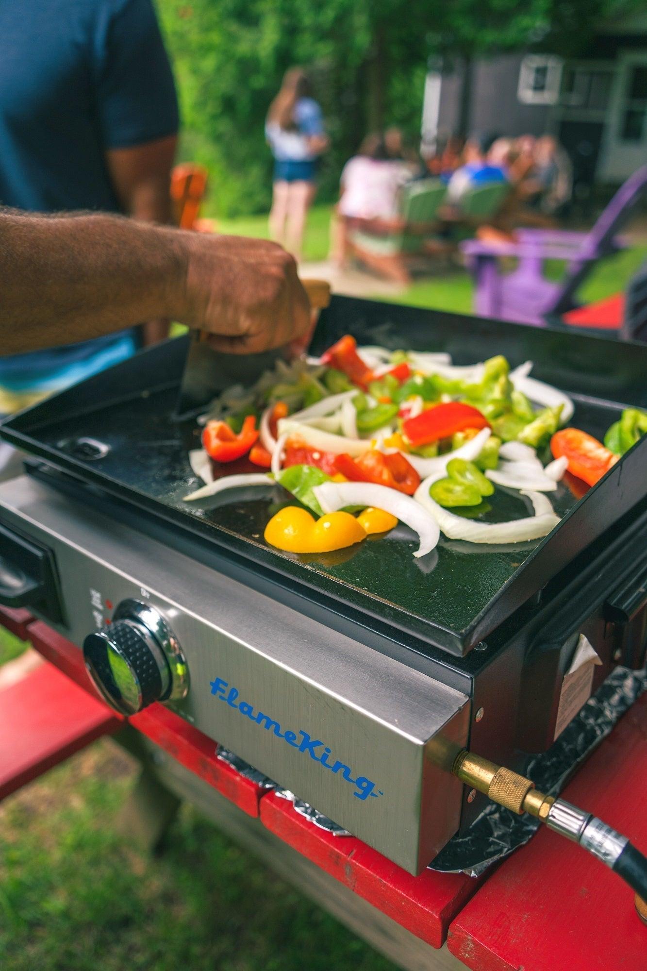 Flame King Flat Top Portable Propane Cast Iron Grill Griddle - Energize Trek